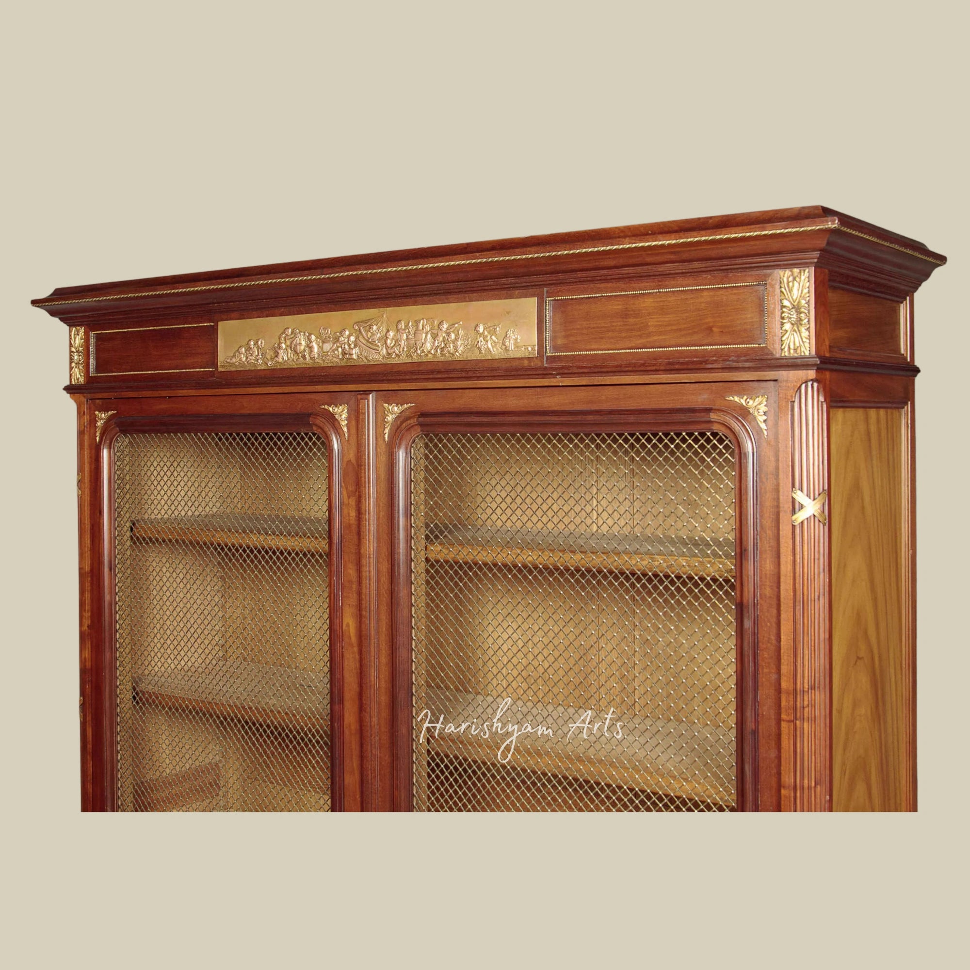 41" Elegant Brass Mounted Wooden Bookcase