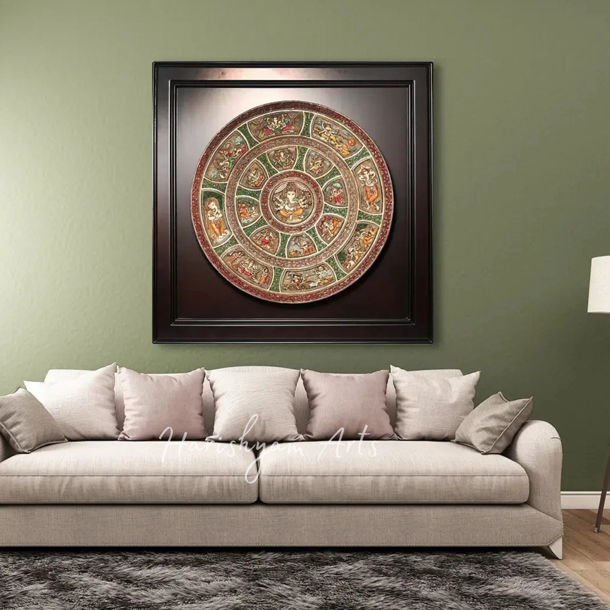 42" Divine Ganesha Forms Wall Decor in Wood and Resin Framed Artwork