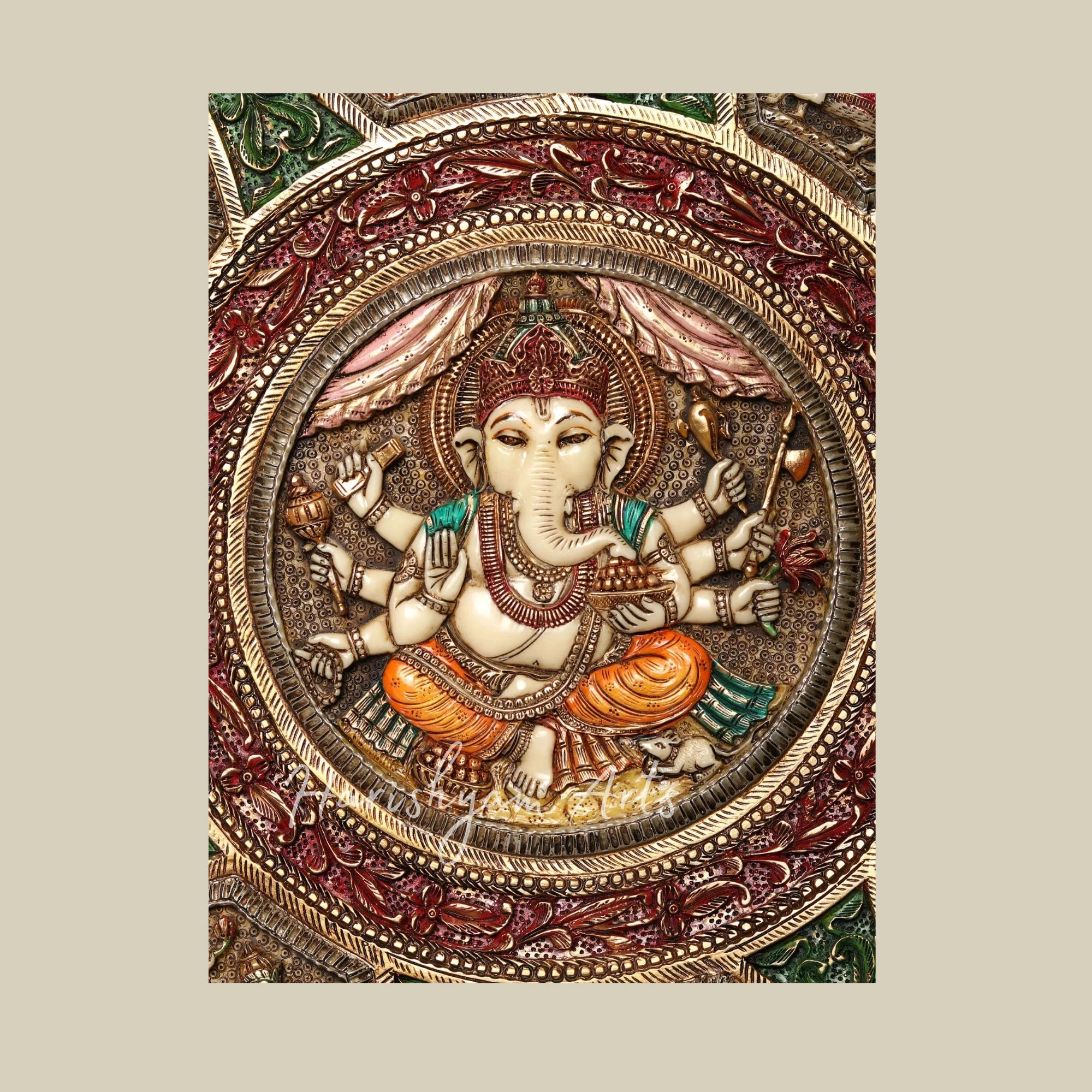 42" Divine Ganesha Forms Wall Decor in Wood and Resin Framed Artwork