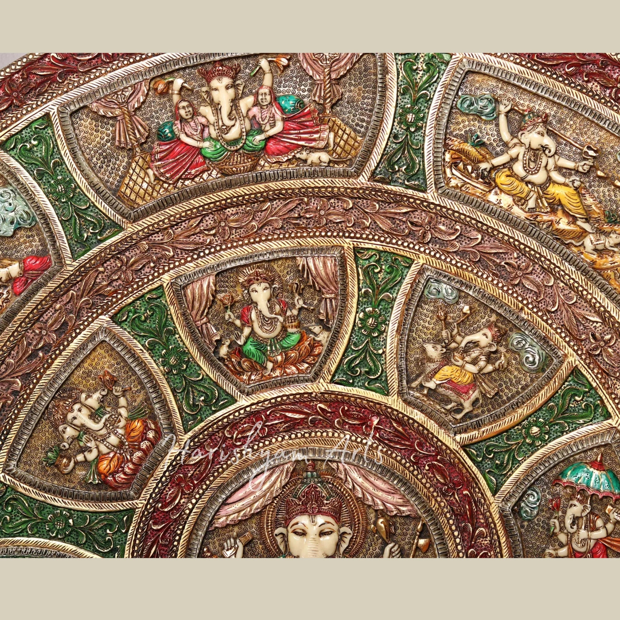 42" Divine Ganesha Forms Wall Decor in Wood and Resin Framed Artwork