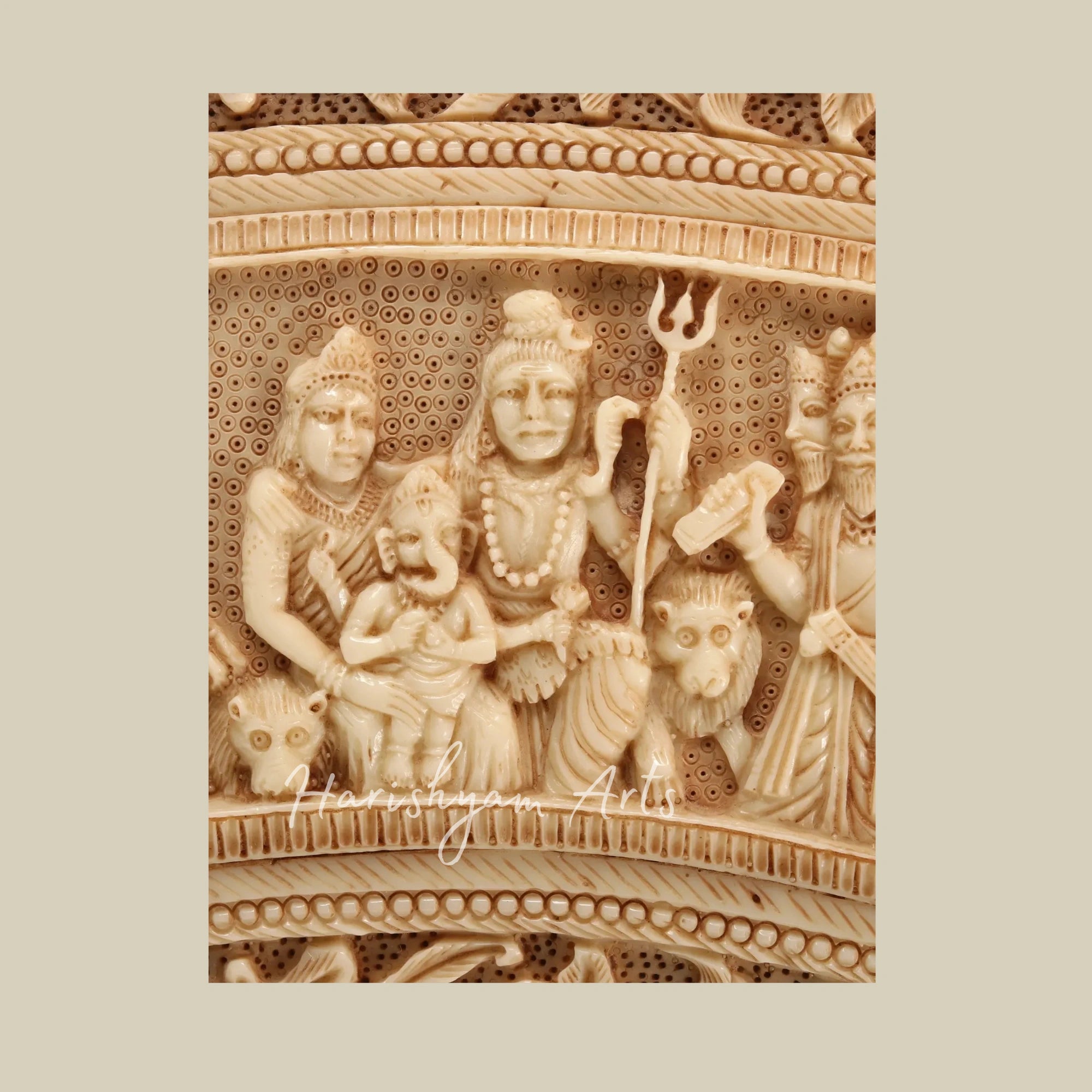 42" Large Shiva Family Wall Art Crafted in Wood and Resin for Home Decor