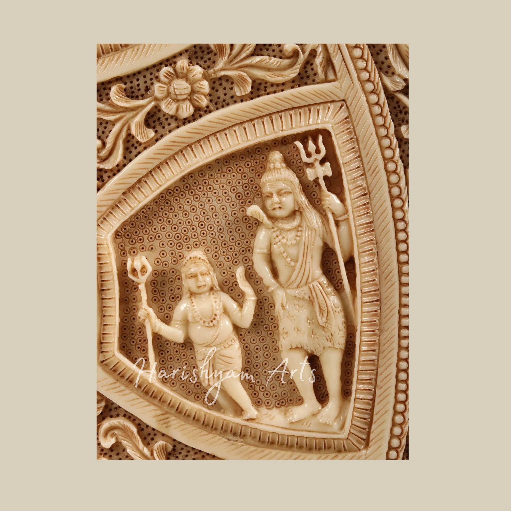 42" Large Shiva Family Wall Art Crafted in Wood and Resin for Home Decor