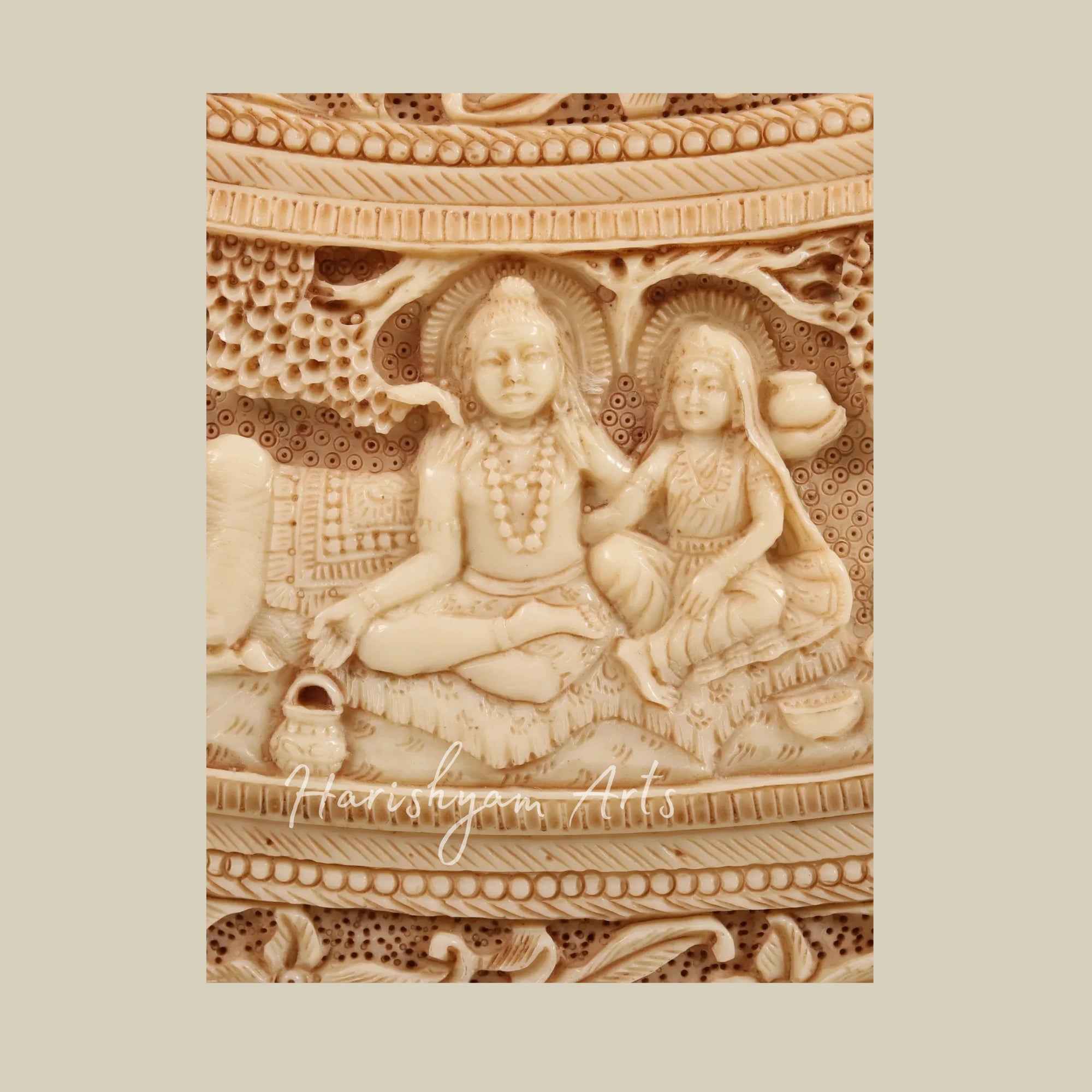 42" Large Shiva Family Wall Art Crafted in Wood and Resin for Home Decor