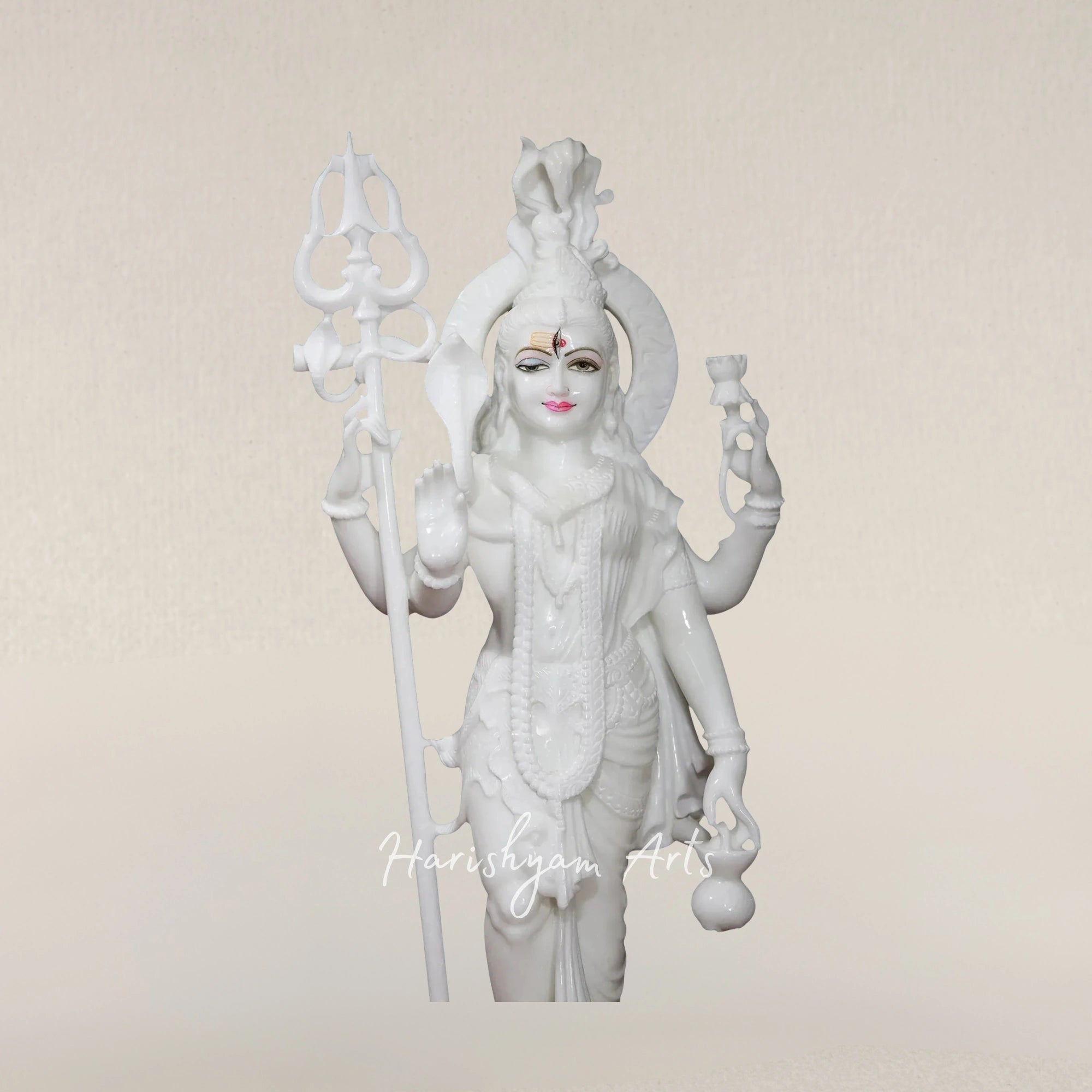 42" Spiritual Ardhanarishwar Shiva Parvati Marble Sculpture for Worship