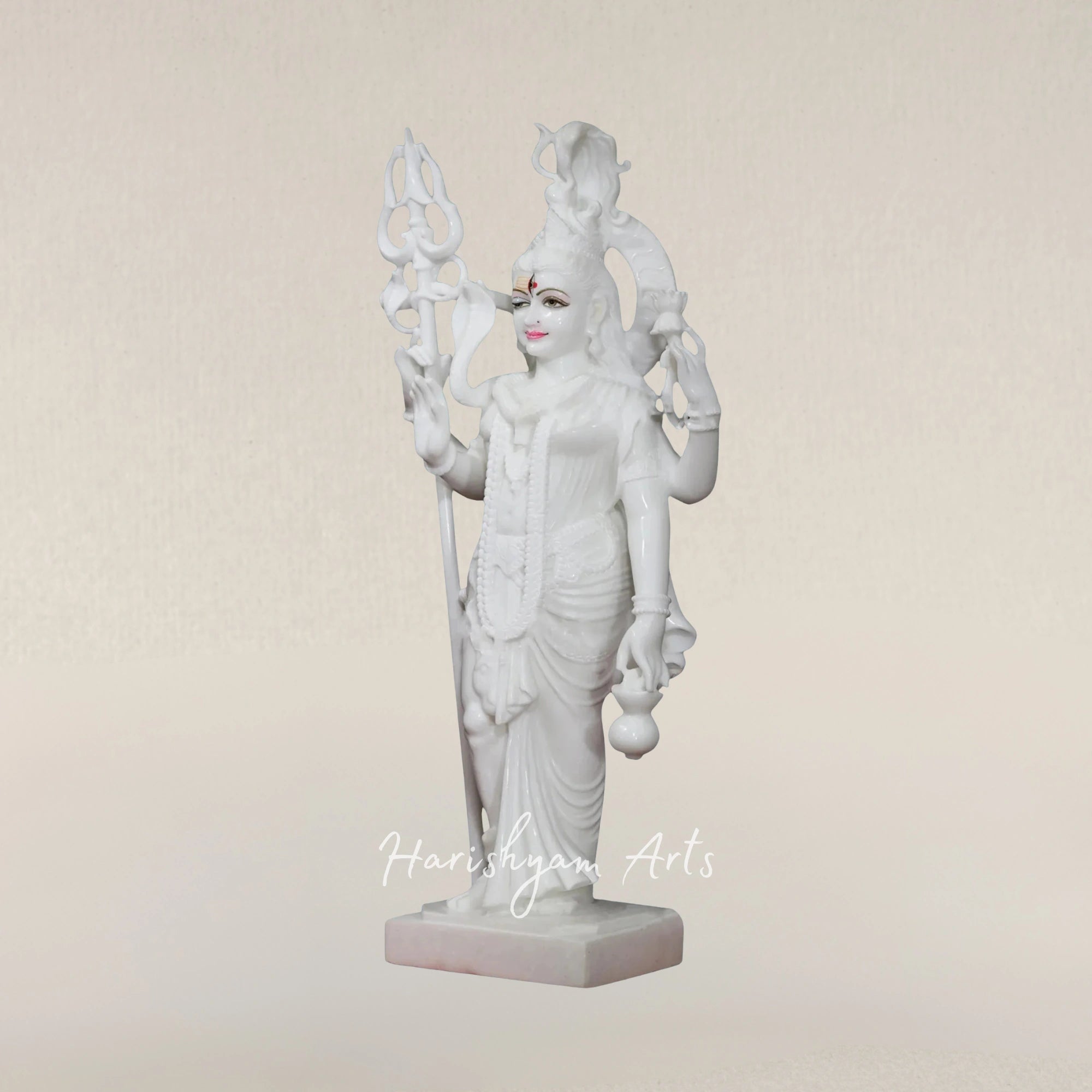 42" Spiritual Ardhanarishwar Shiva Parvati Marble Sculpture for Worship