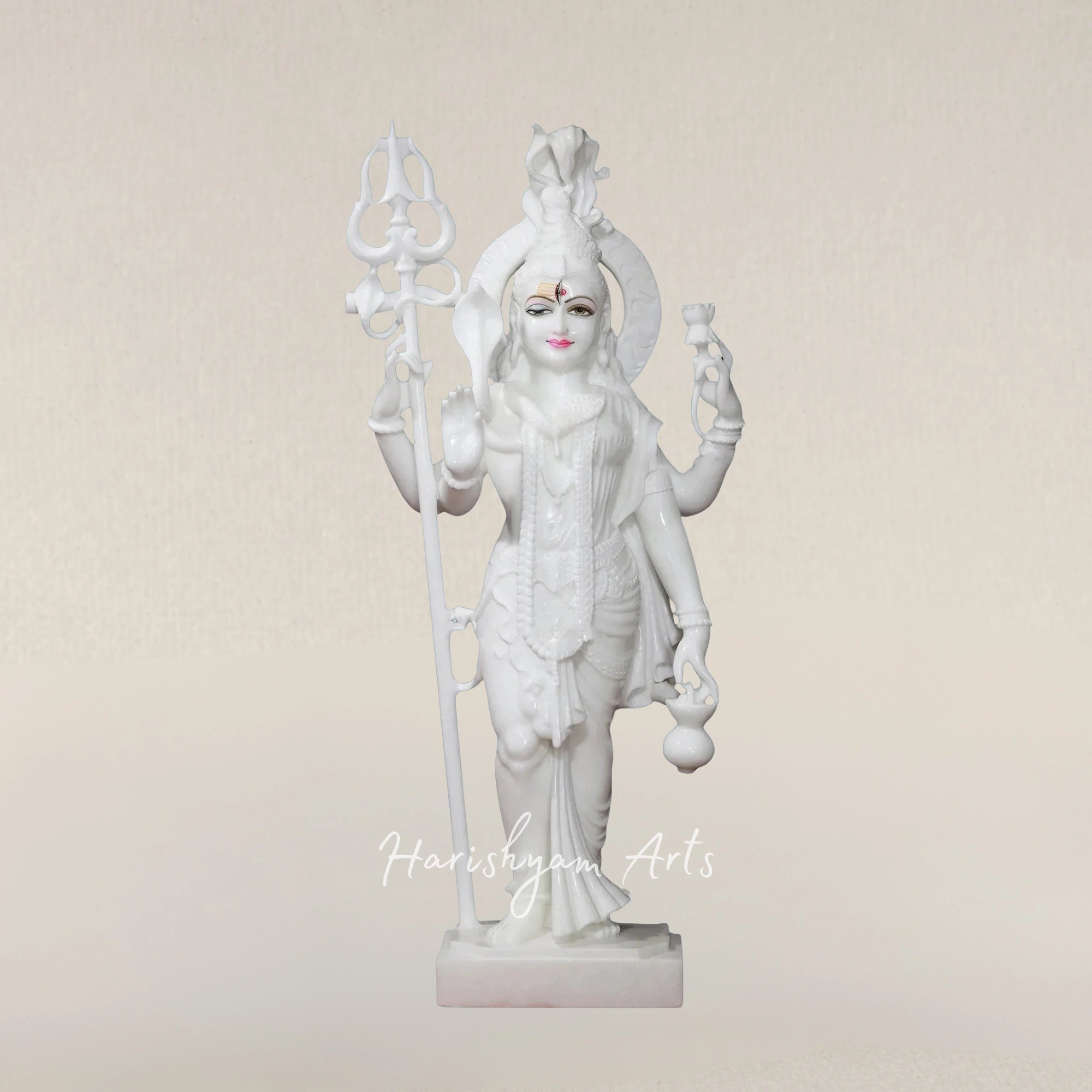 42" Spiritual Ardhanarishwar Shiva Parvati Marble Sculpture for Worship