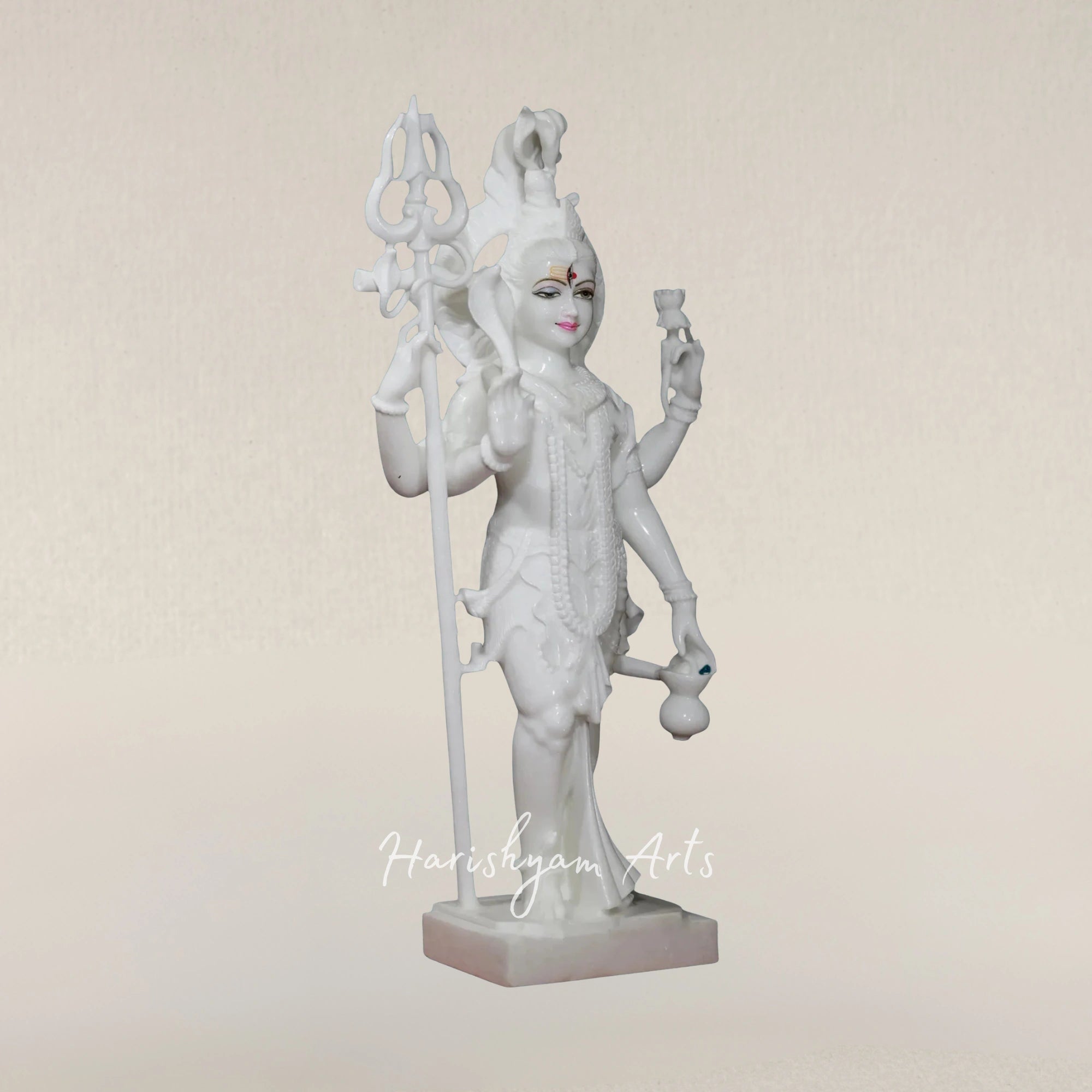 42" Spiritual Ardhanarishwar Shiva Parvati Marble Sculpture for Worship
