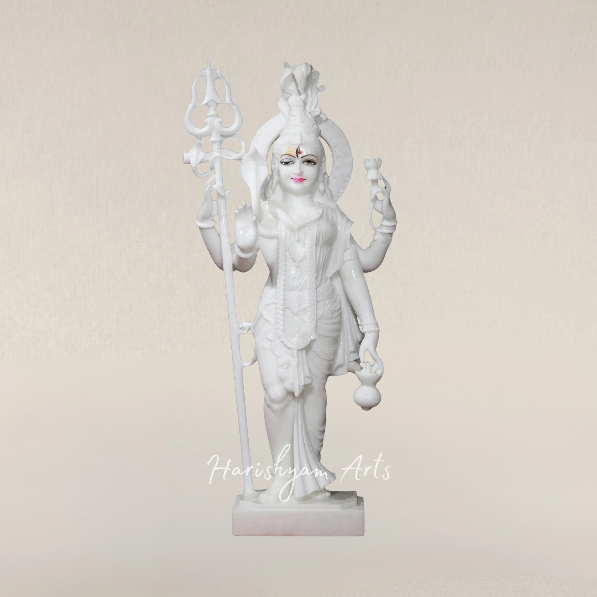 42" Spiritual Ardhanarishwar Shiva Parvati Marble Sculpture for Worship