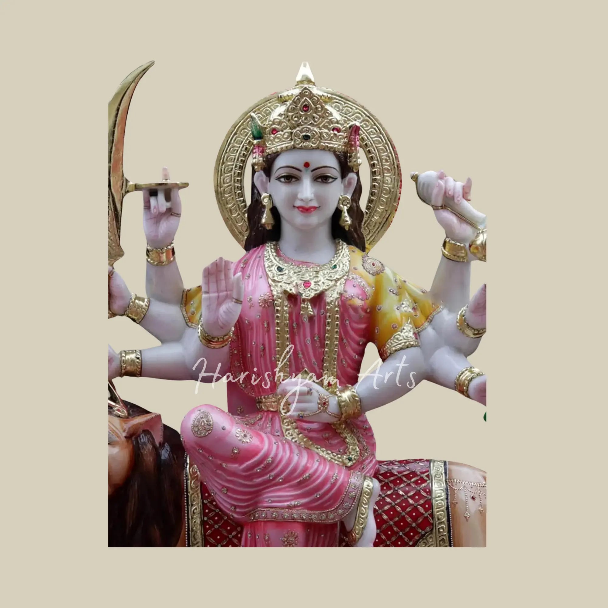 42" Large Marble Durga idol