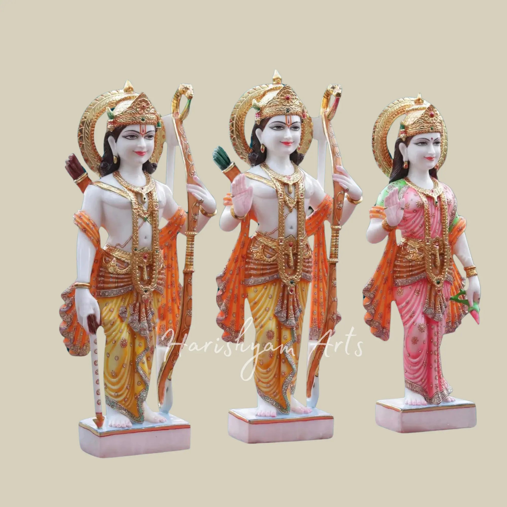 42 inches Marble Sita Ram Darbar Statue