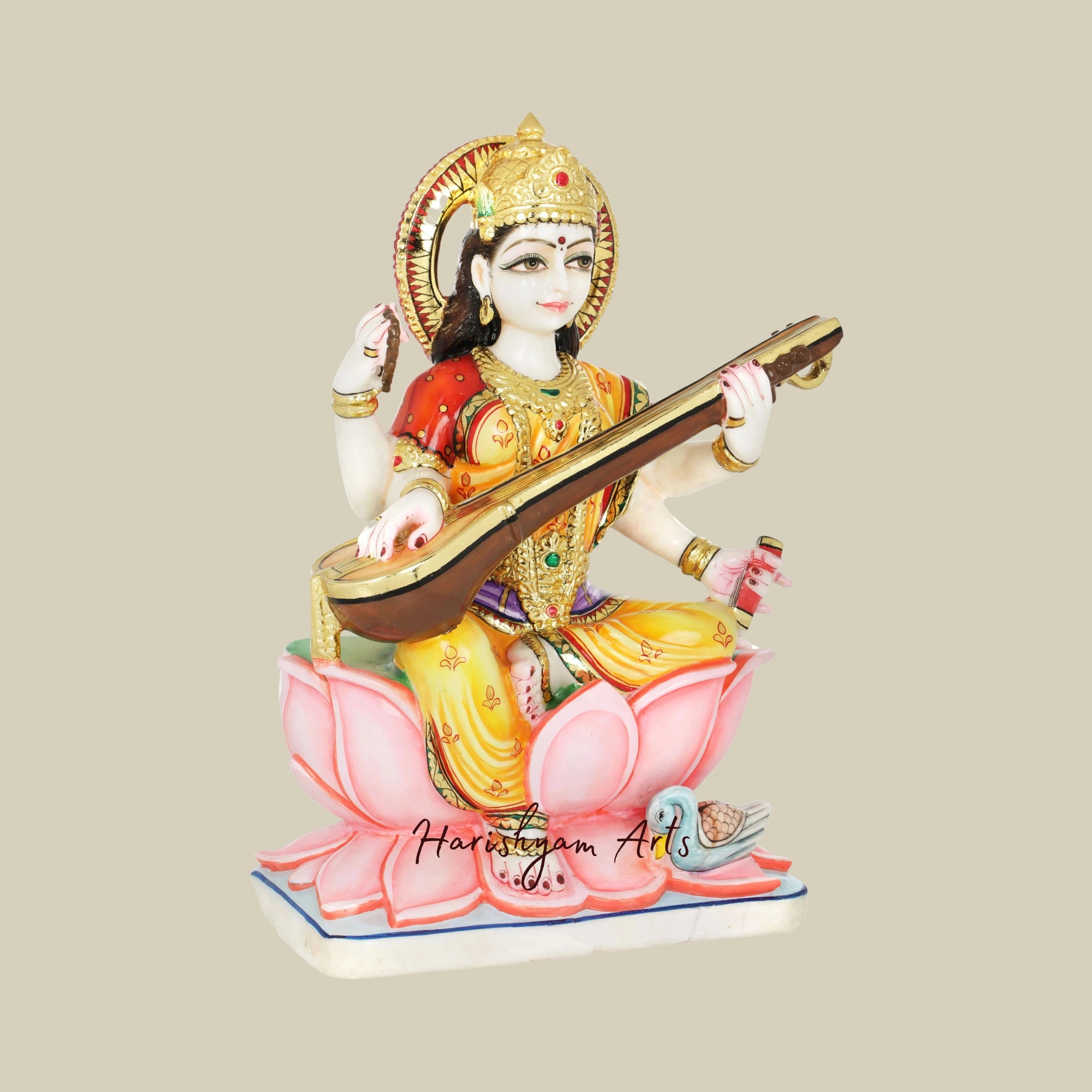 43" Saraswati, Goddess of Wisdom and Arts Exquisite Marble Deity1