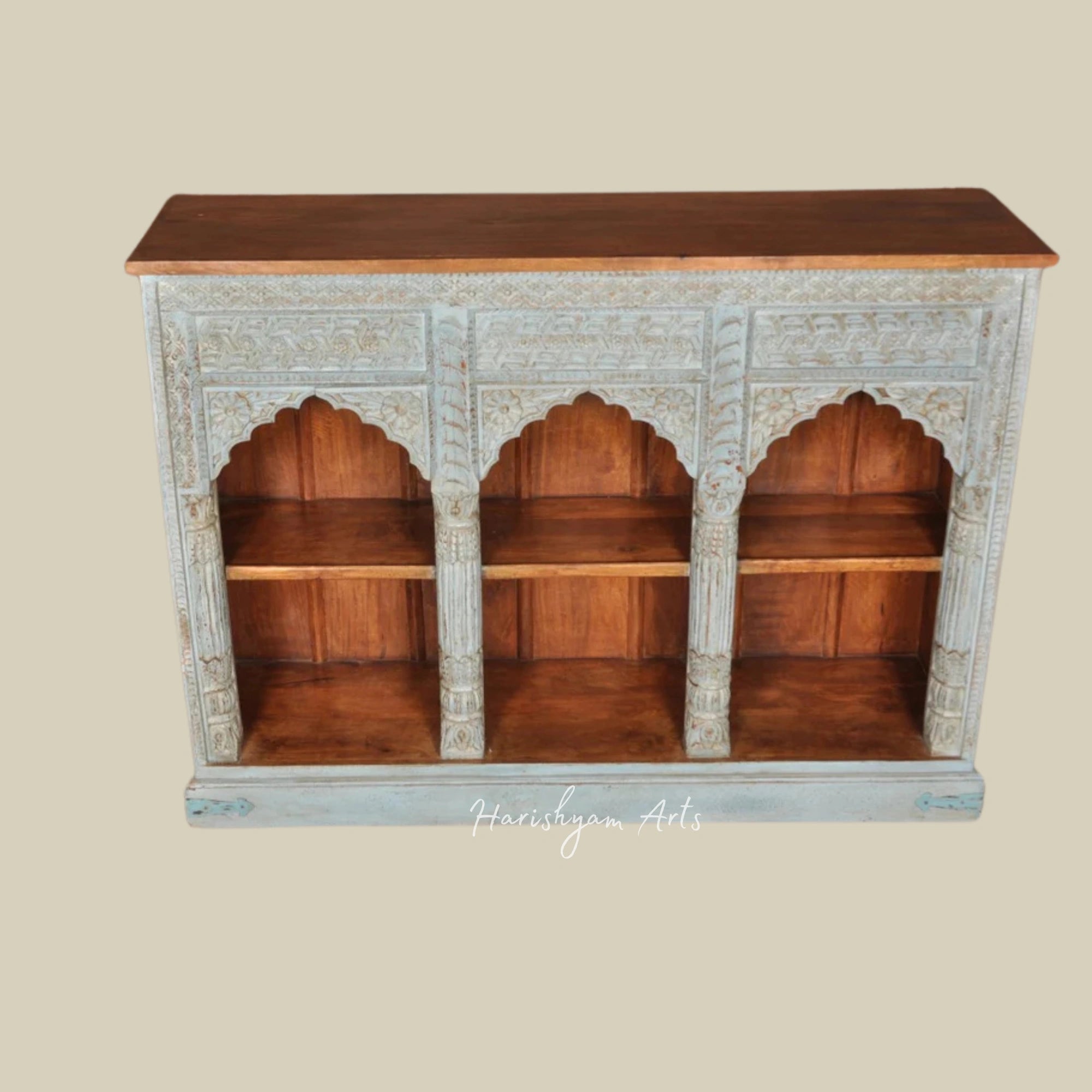 44" Handmade Traditional Royal Entrance Wooden Bookshelf for Home