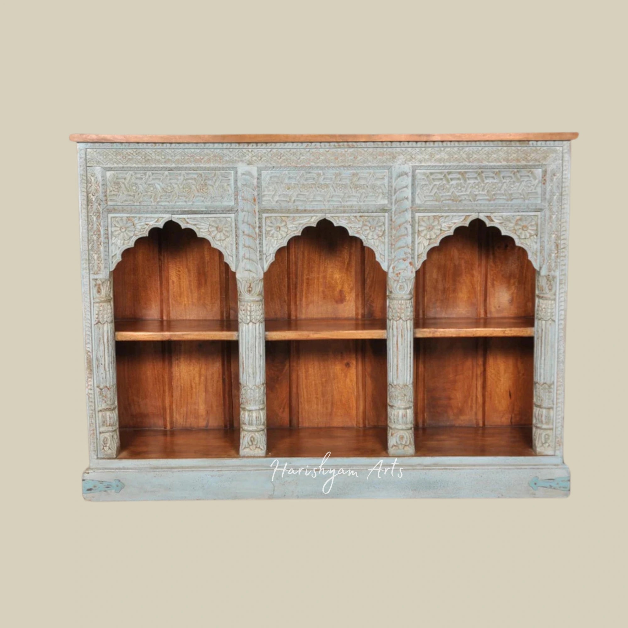 44" Handmade Traditional Royal Entrance Wooden Bookshelf for Home