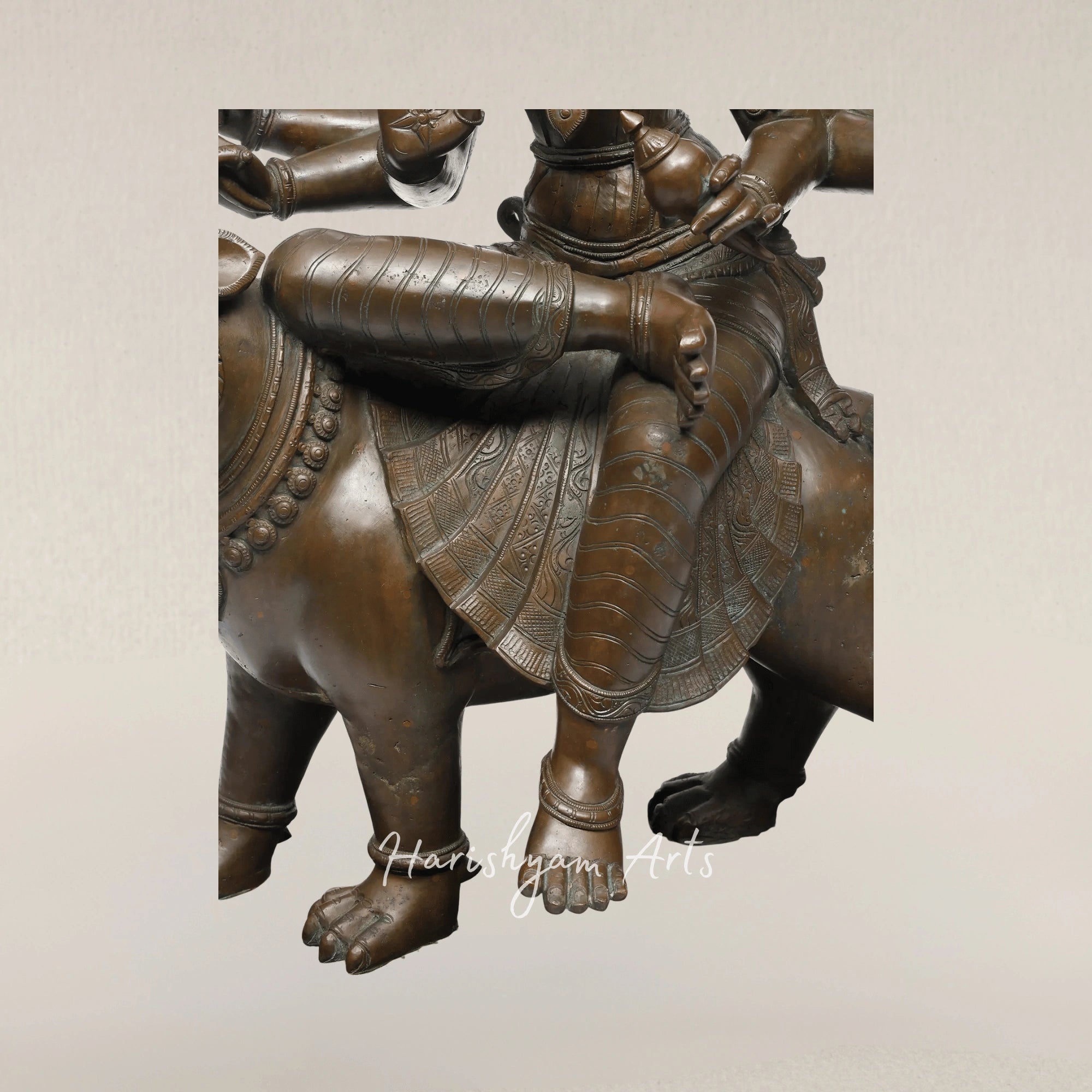 44" Majestic Goddess Durga Large Panchaloha Bronze Divine Power Sculpture