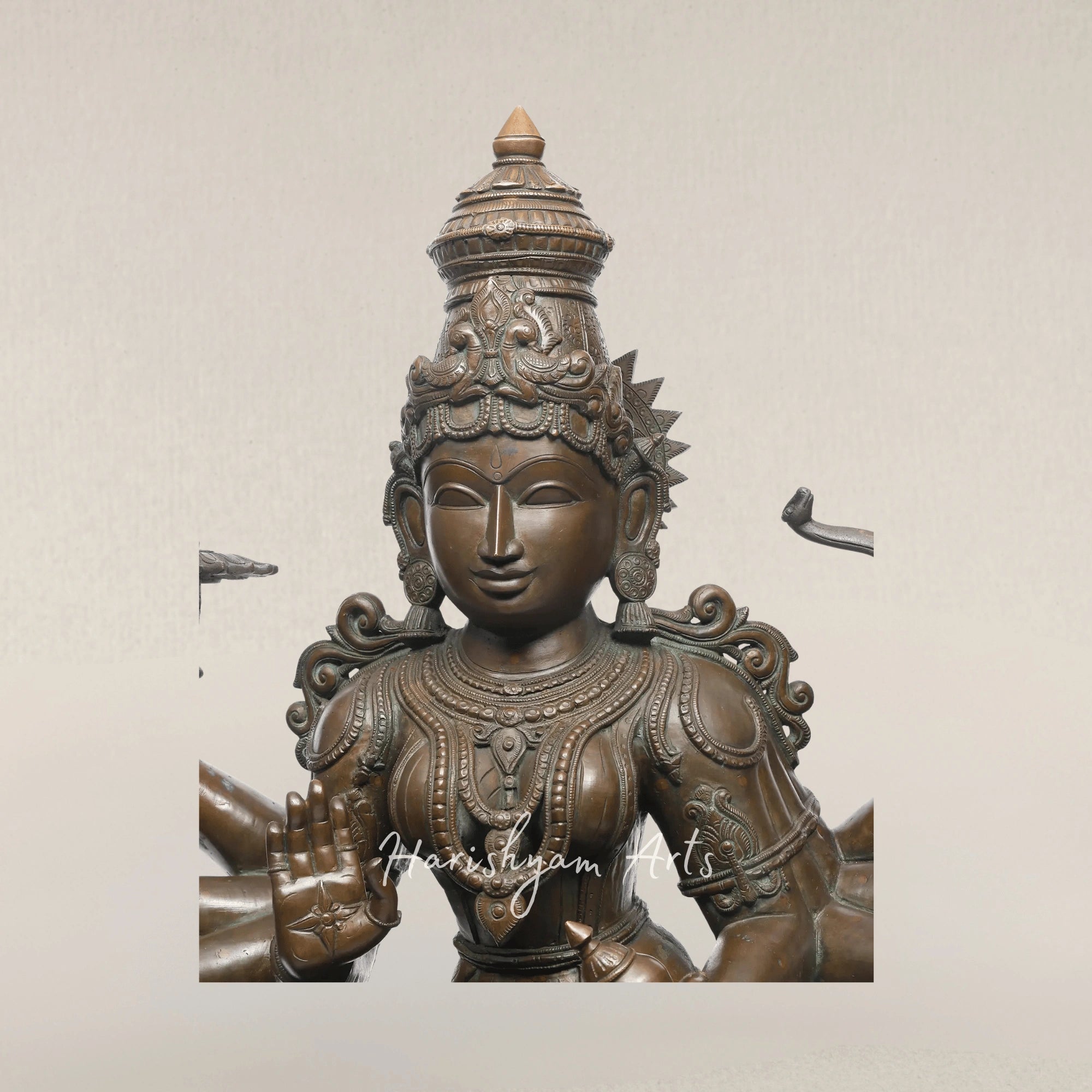 44" Majestic Goddess Durga Large Panchaloha Bronze Divine Power Sculpture