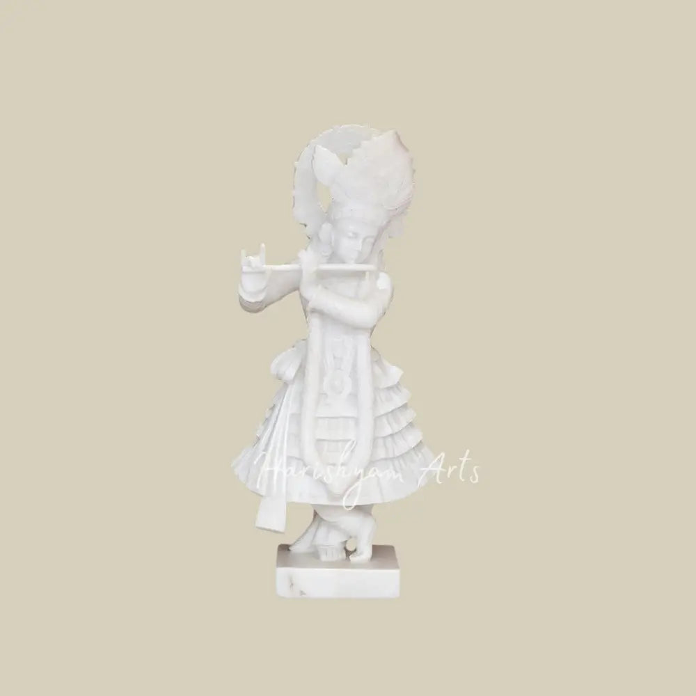 44" pure white White Marble Krishna Statue