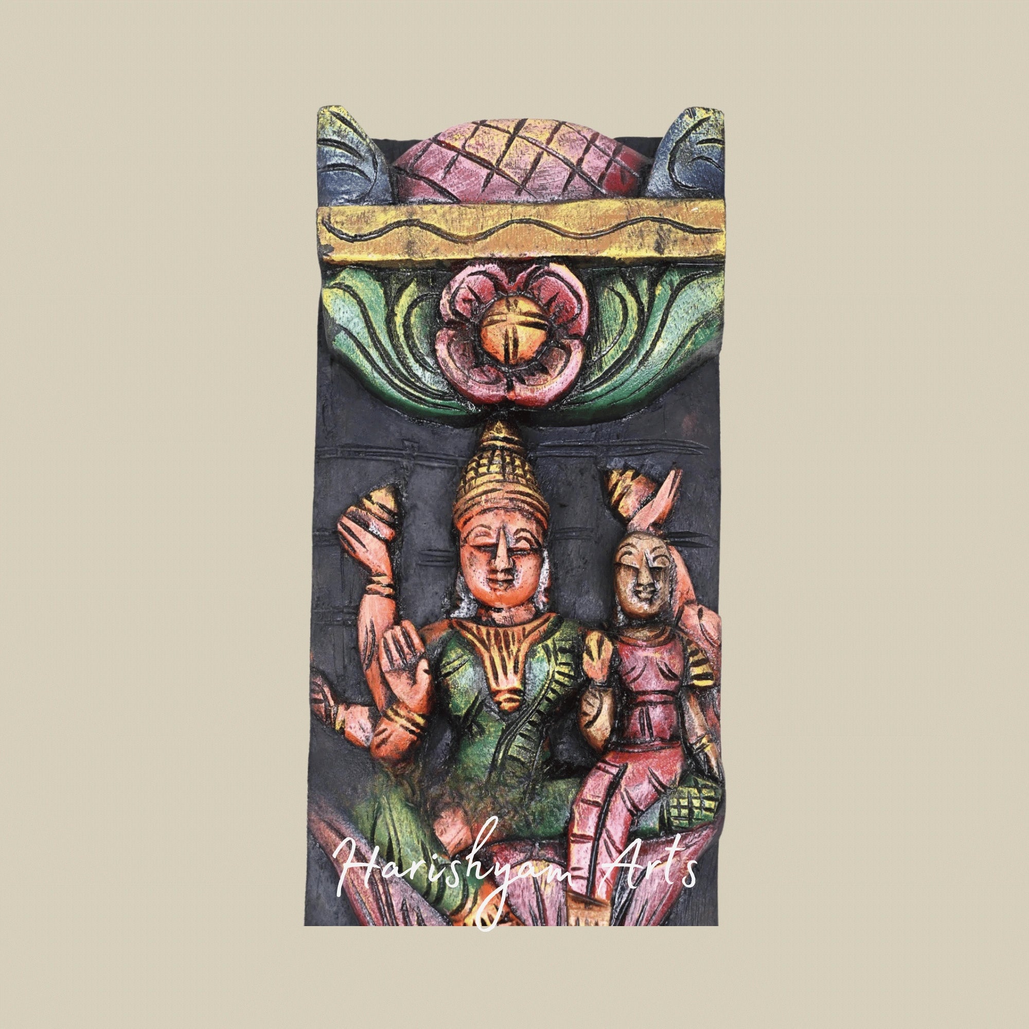 48" Asta Lakshmi Divine Wooden Panel – Eight Goddess Carving | Traditional Prosperity Wall Art