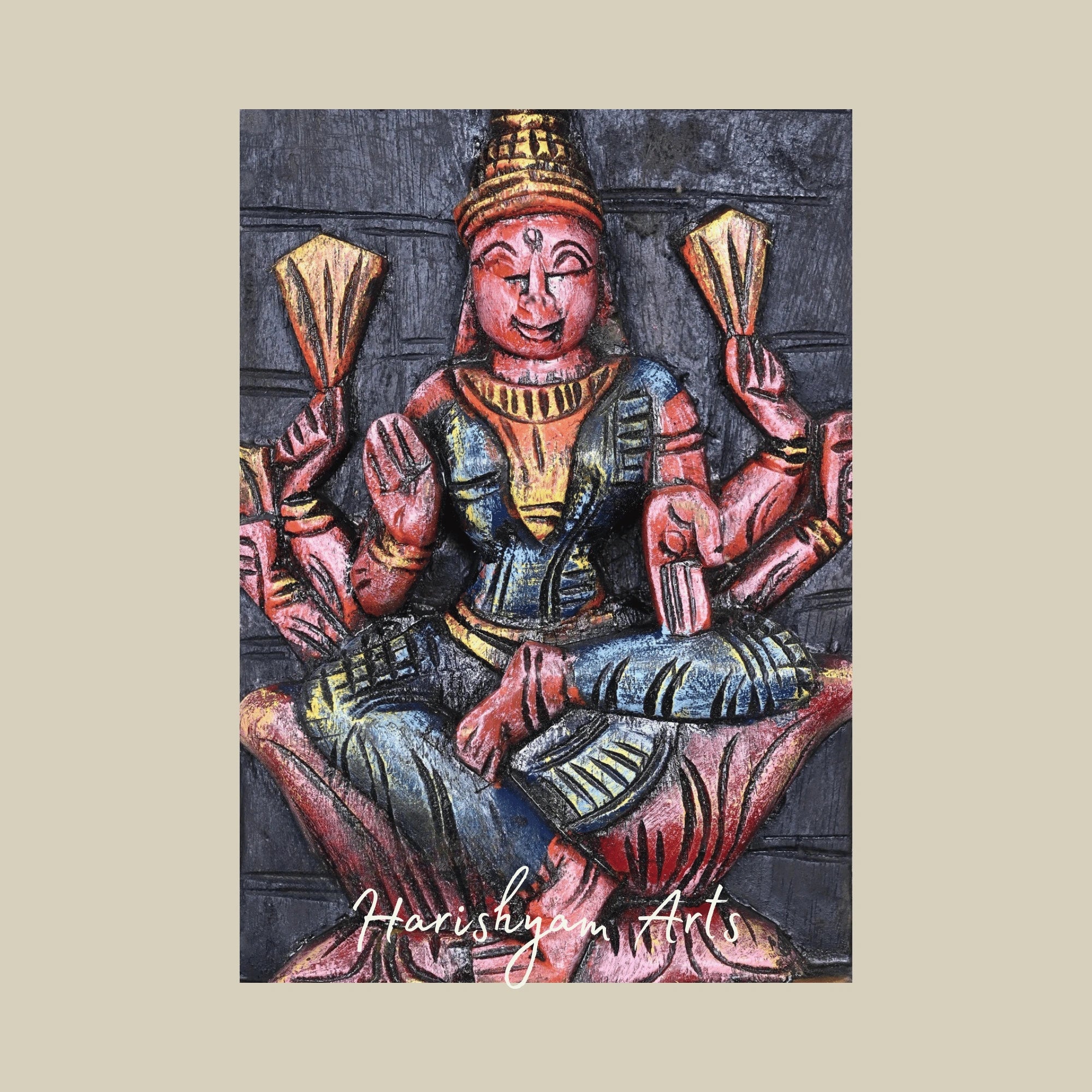 48" Asta Lakshmi Divine Wooden Panel – Eight Goddess Carving | Traditional Prosperity Wall Art