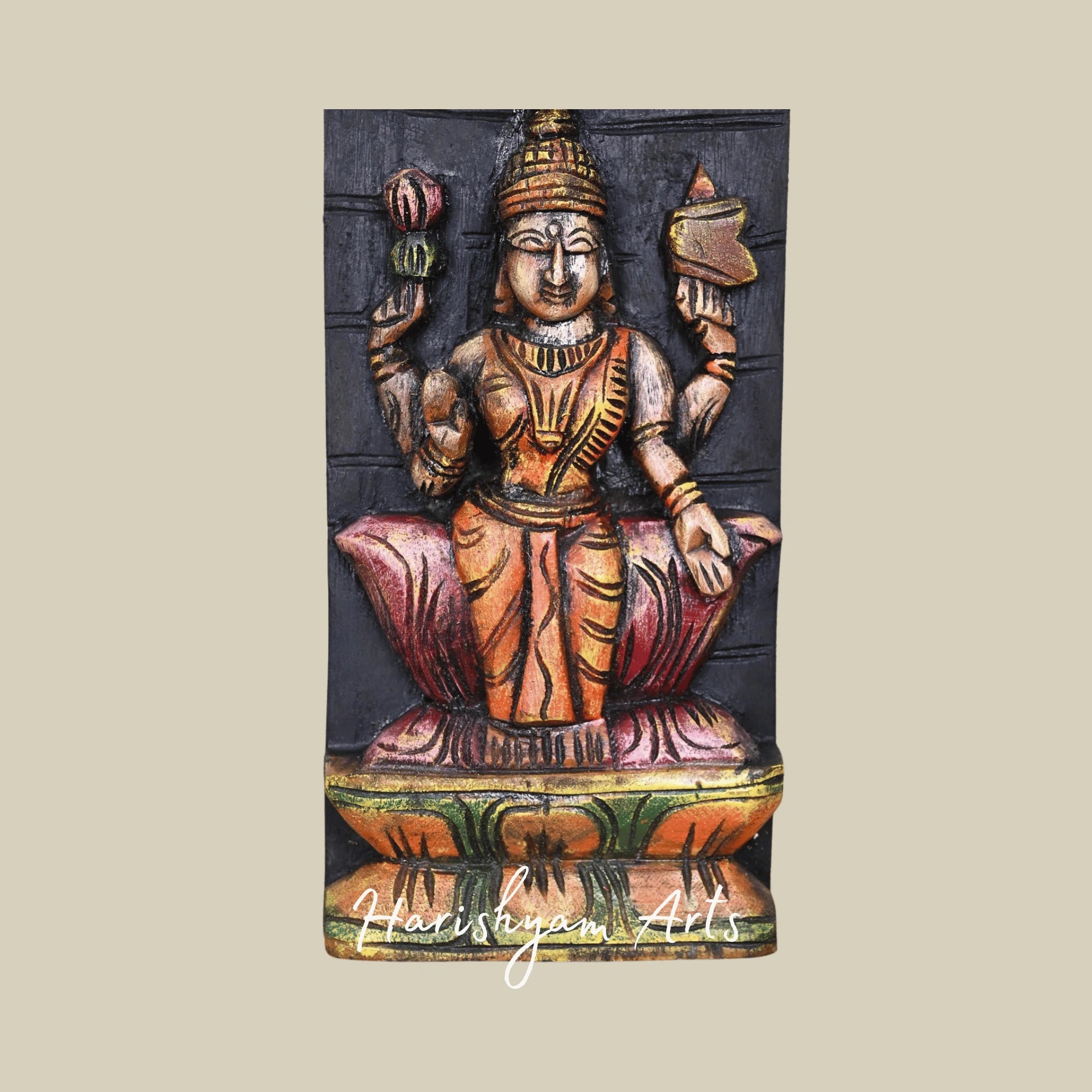 48" Asta Lakshmi Divine Wooden Panel – Eight Goddess Carving | Traditional Prosperity Wall Art