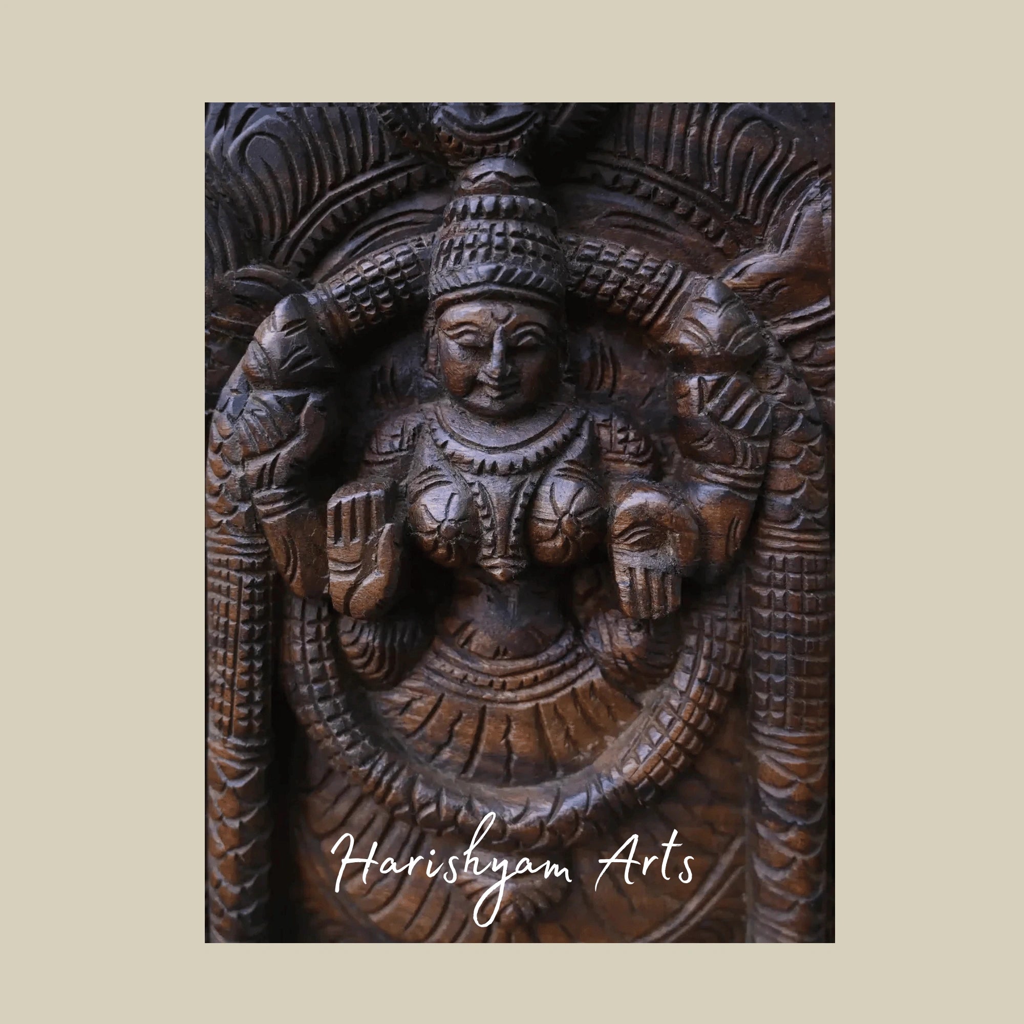 48" Divine Venkateswara with Padmavathi & Lakshmi Handcrafted Wooden Art Panel