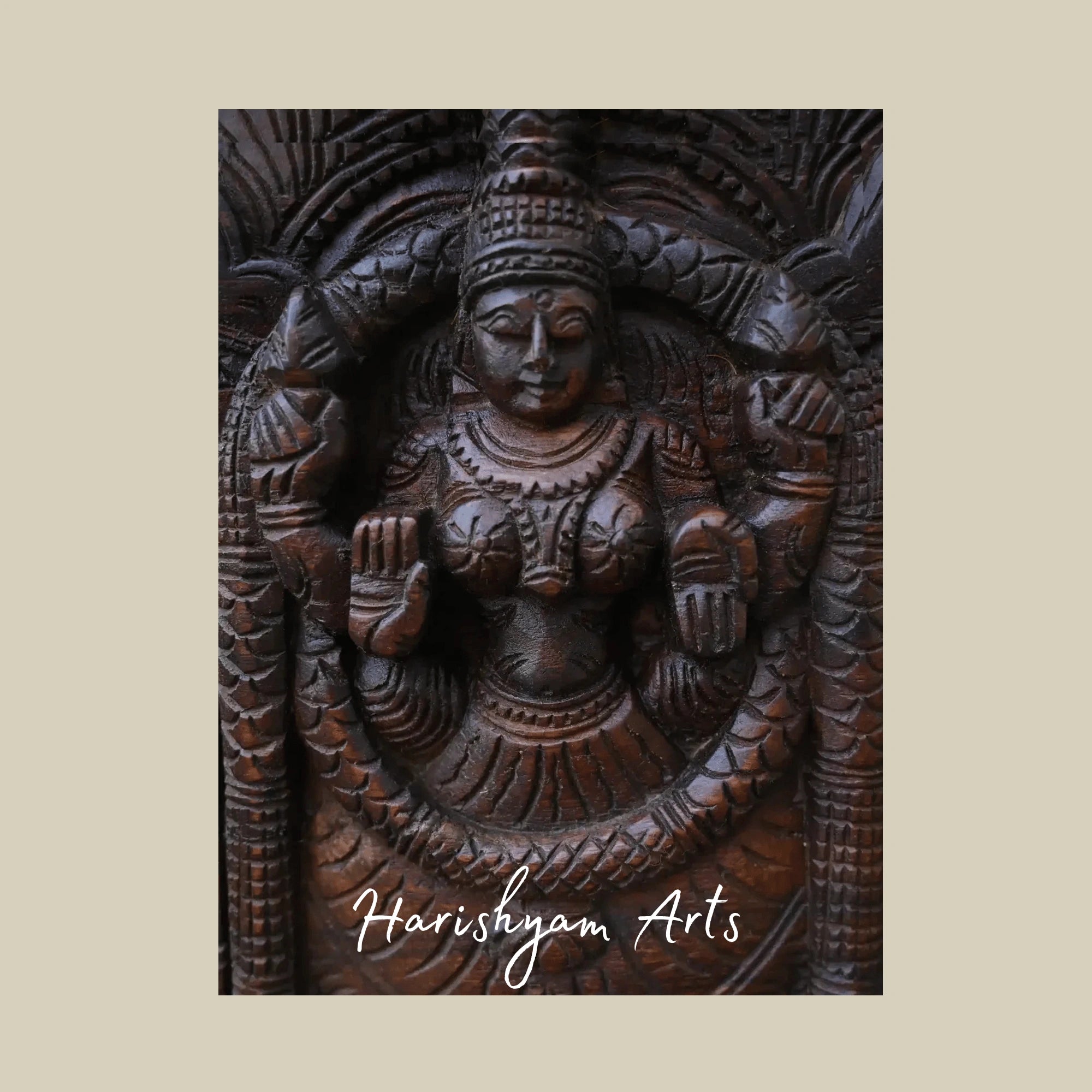 48" Divine Venkateswara with Padmavathi & Lakshmi Handcrafted Wooden Art Panel