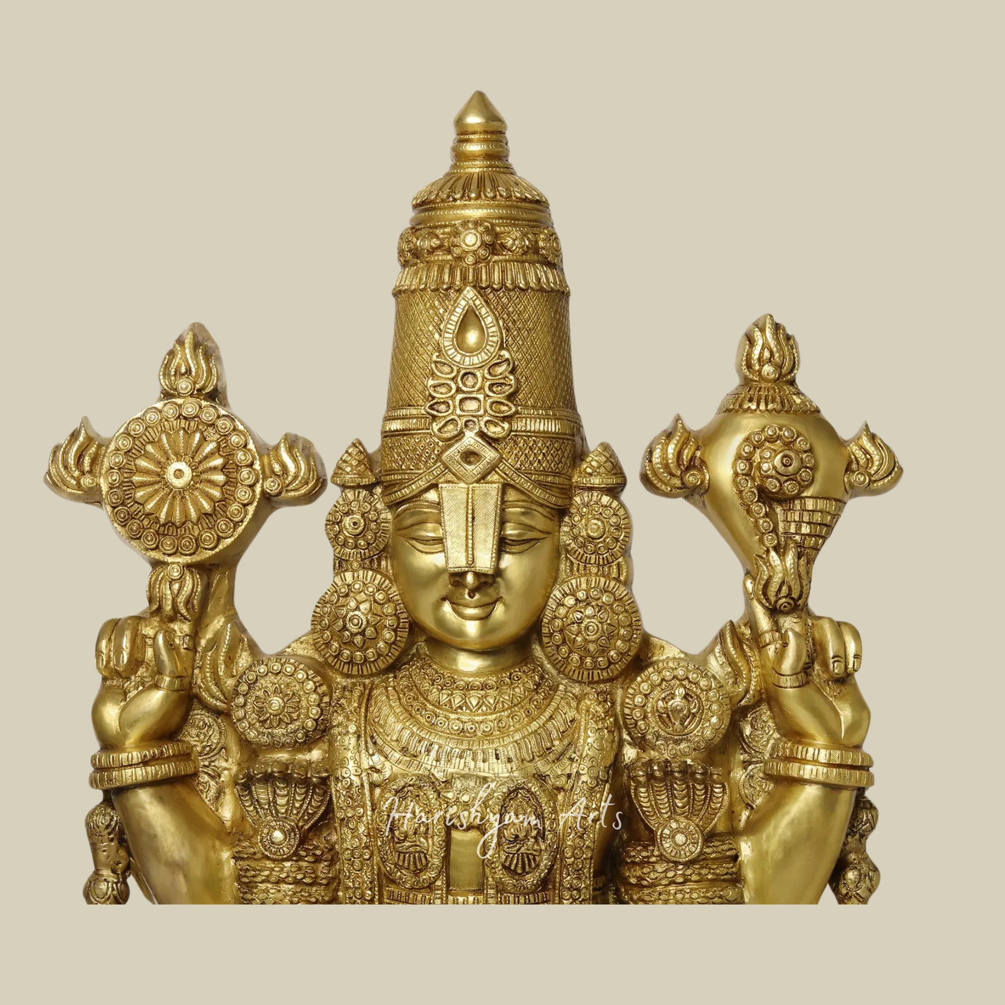 48" Large Standing Brass Tirupati Balaji Venkateshvara Statue for Home and Temple Pooja