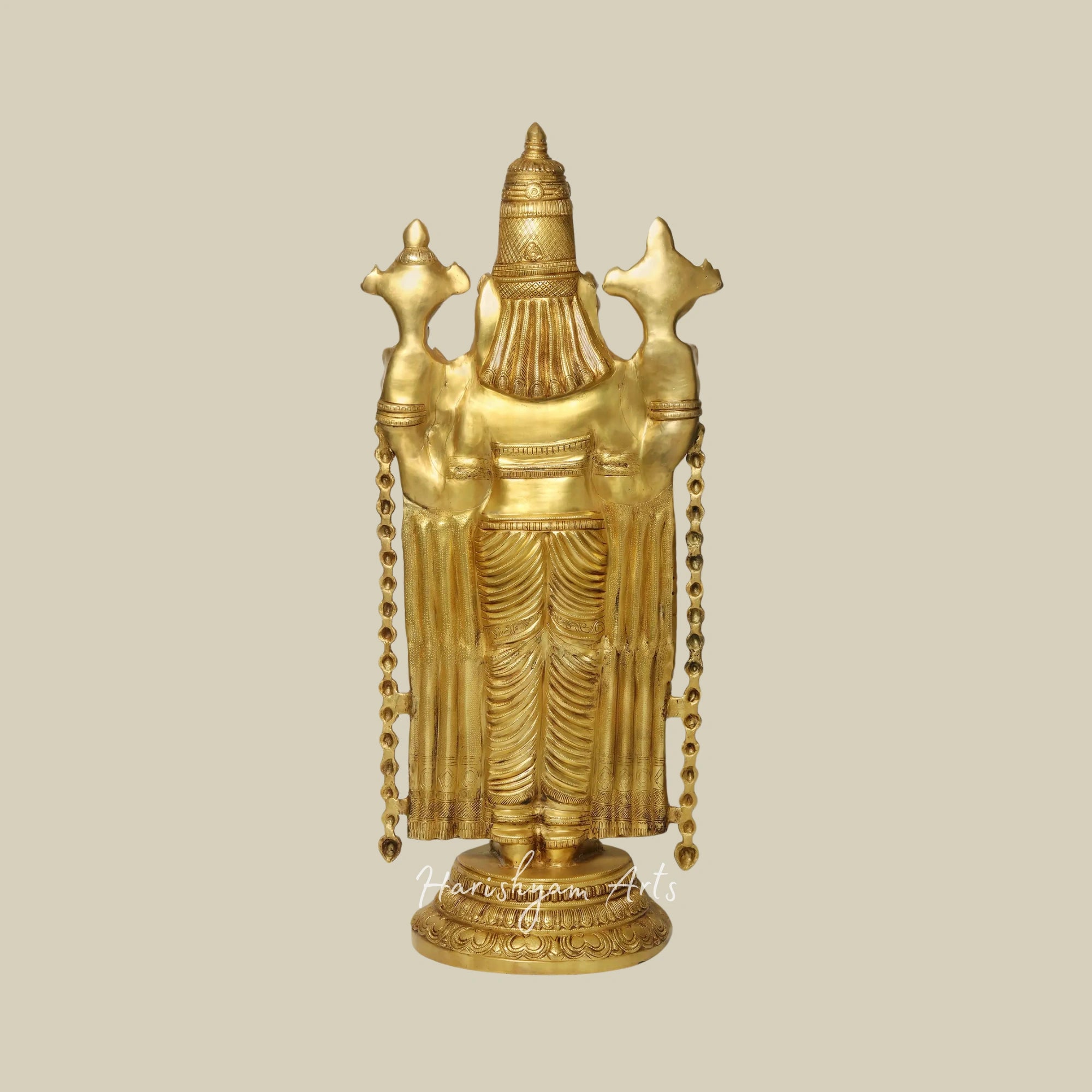 48" Large Standing Brass Tirupati Balaji Venkateshvara Statue for Home and Temple Pooja