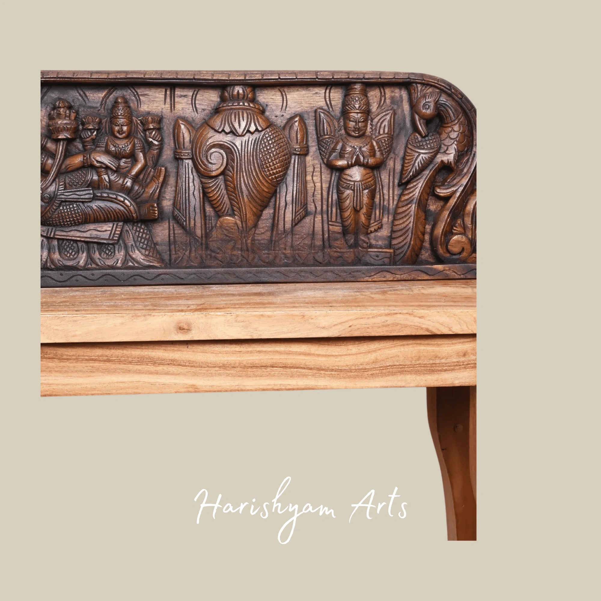 48" Lord Ranganatha Resting on Adisesha Wooden Wall Sculpture