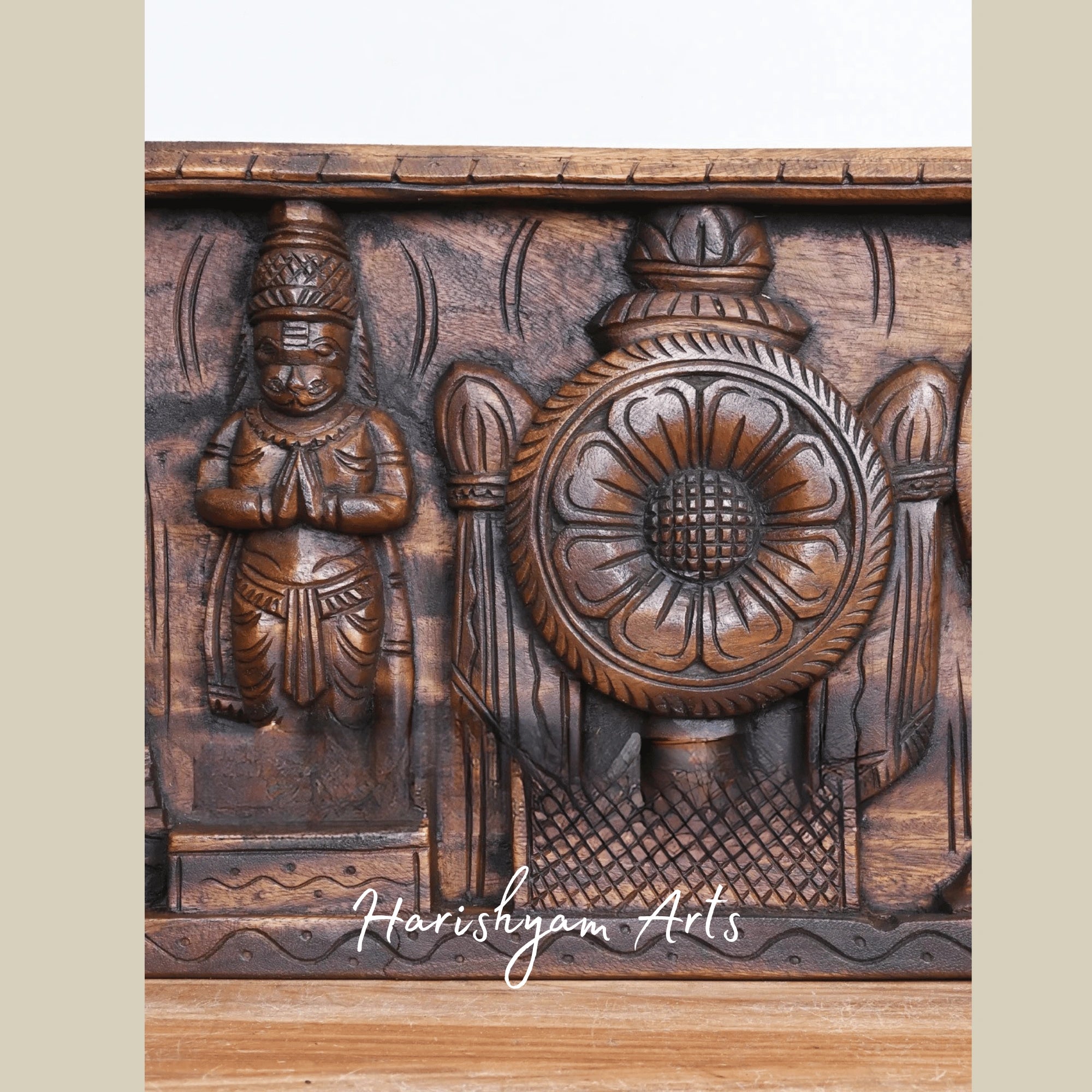 48" Lord Ranganatha Resting on Adisesha Wooden Wall Sculpture