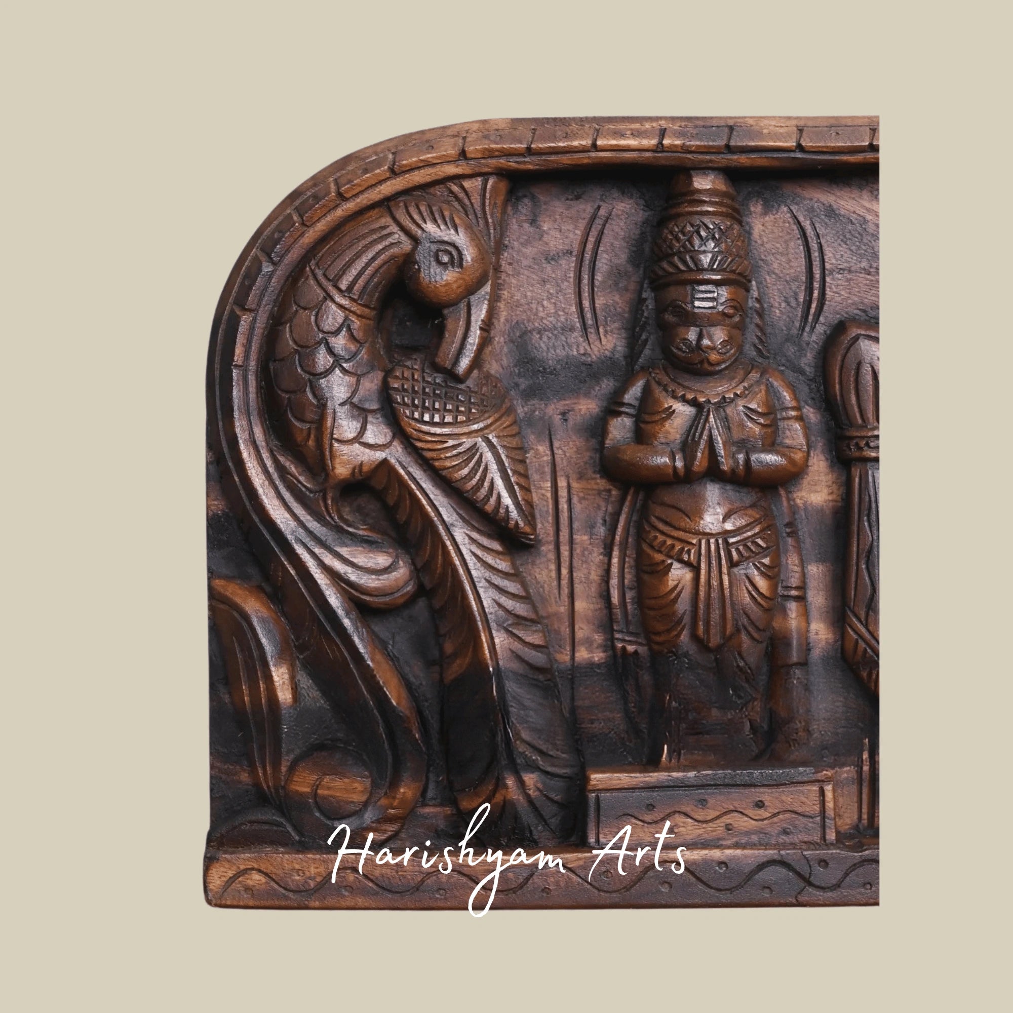 48" Lord Ranganatha Resting on Adisesha Wooden Wall Sculpture