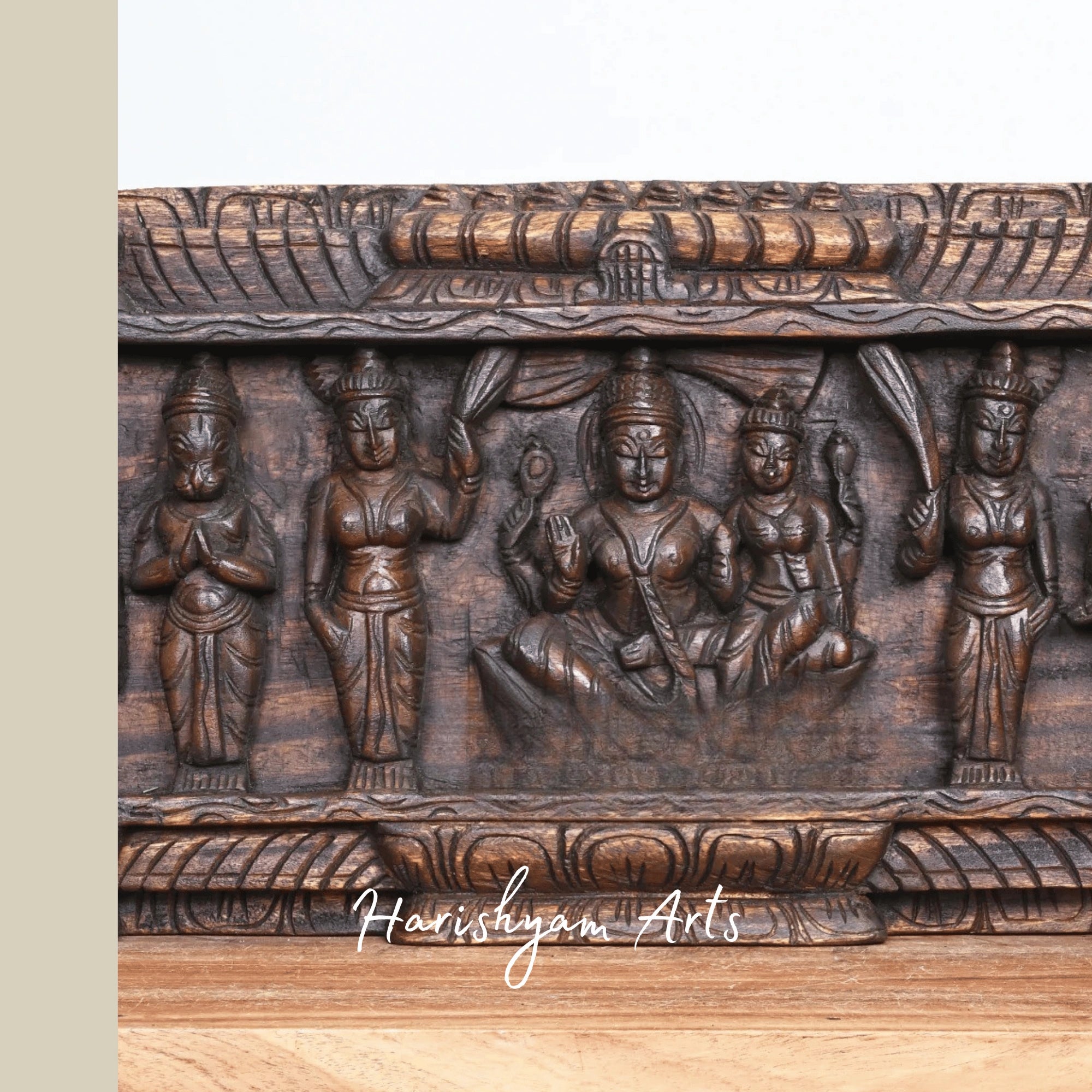48" Maha Vishnu with Mahalakshmi, Naradhar, Krishna & Hanuman Horizontal Panel