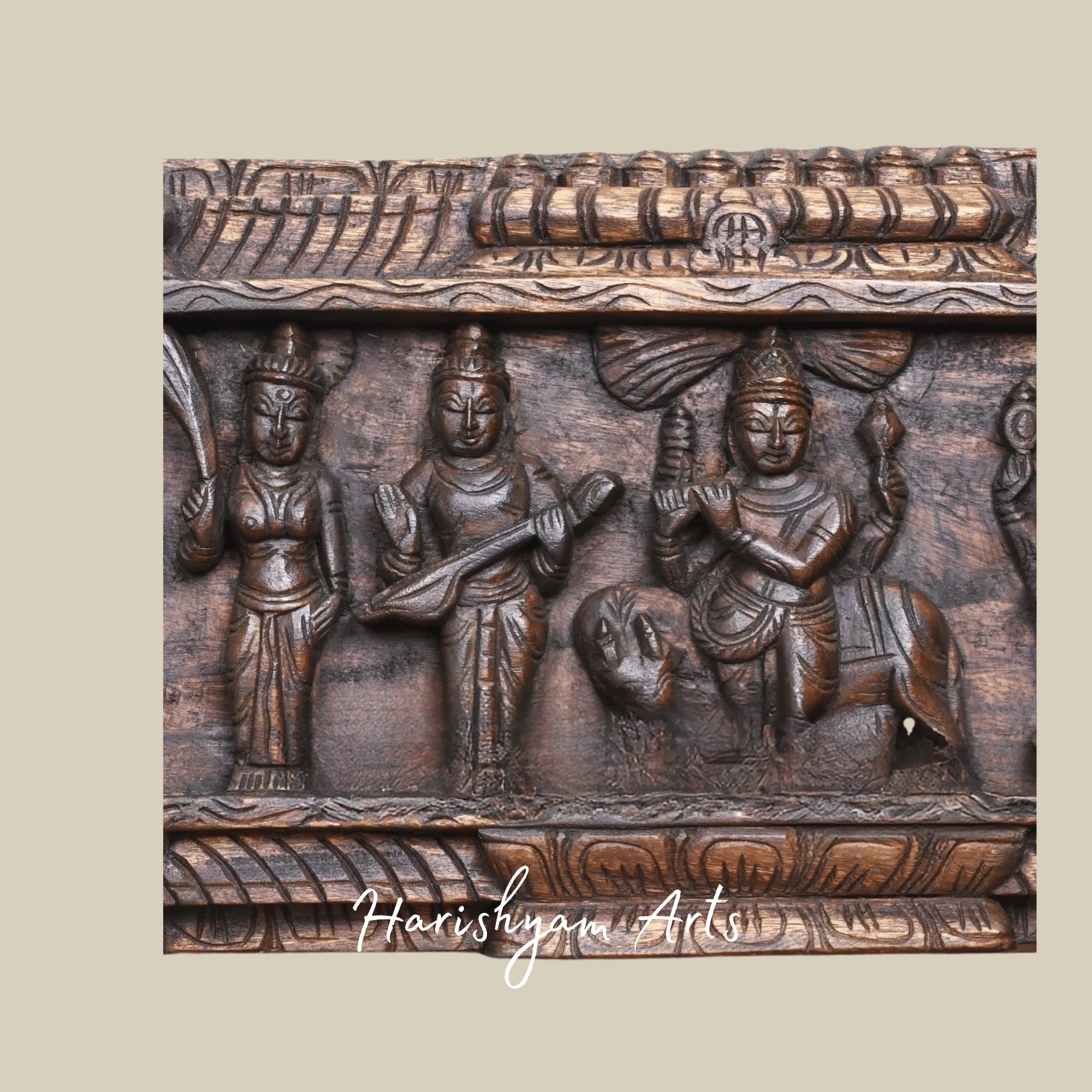 48" Maha Vishnu with Mahalakshmi, Naradhar, Krishna & Hanuman Horizontal Panel