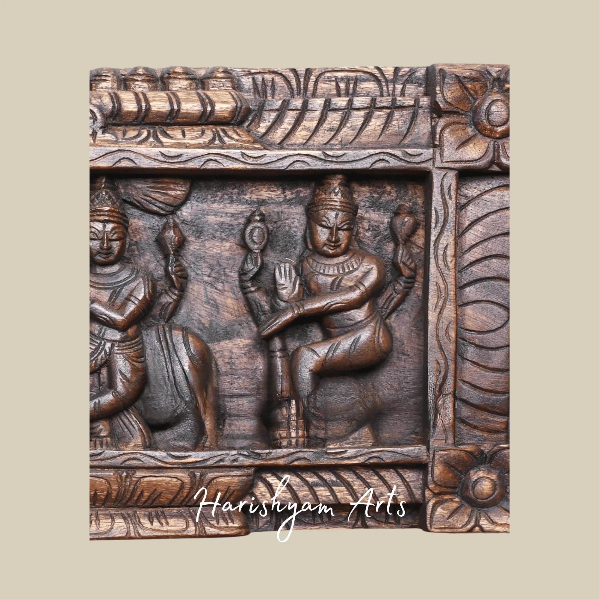 48" Maha Vishnu with Mahalakshmi, Naradhar, Krishna & Hanuman Horizontal Panel