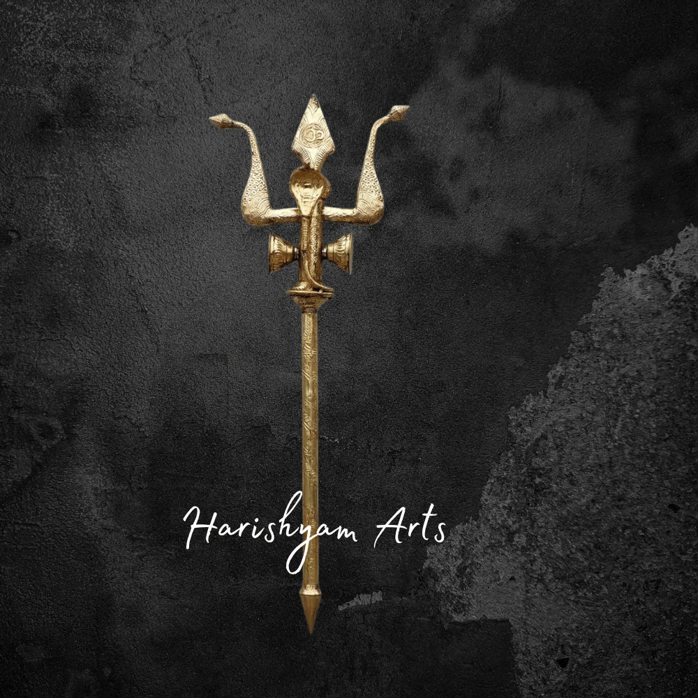 60" Sacred Brass Trishul for Puja and Ritual Practices