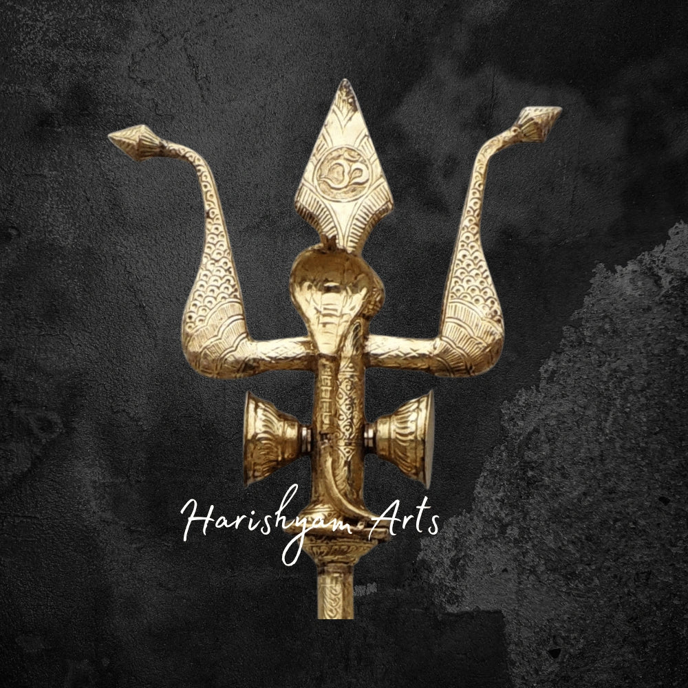 60" Sacred Brass Trishul for Puja and Ritual Practices