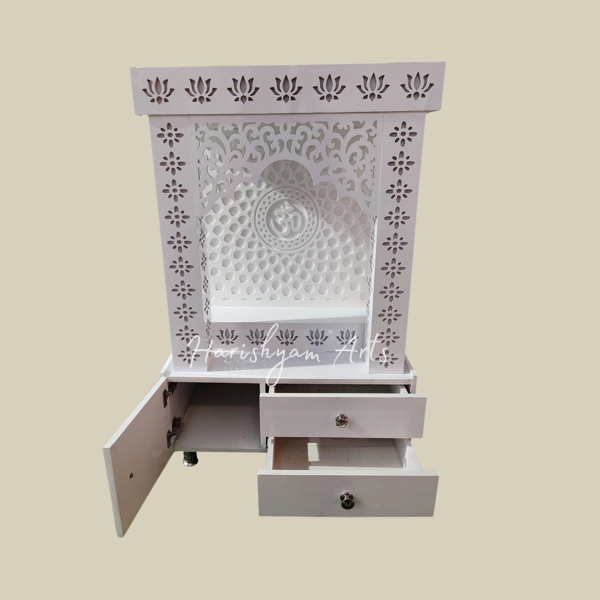 48" 3D Om Backlit Corian Mandir3