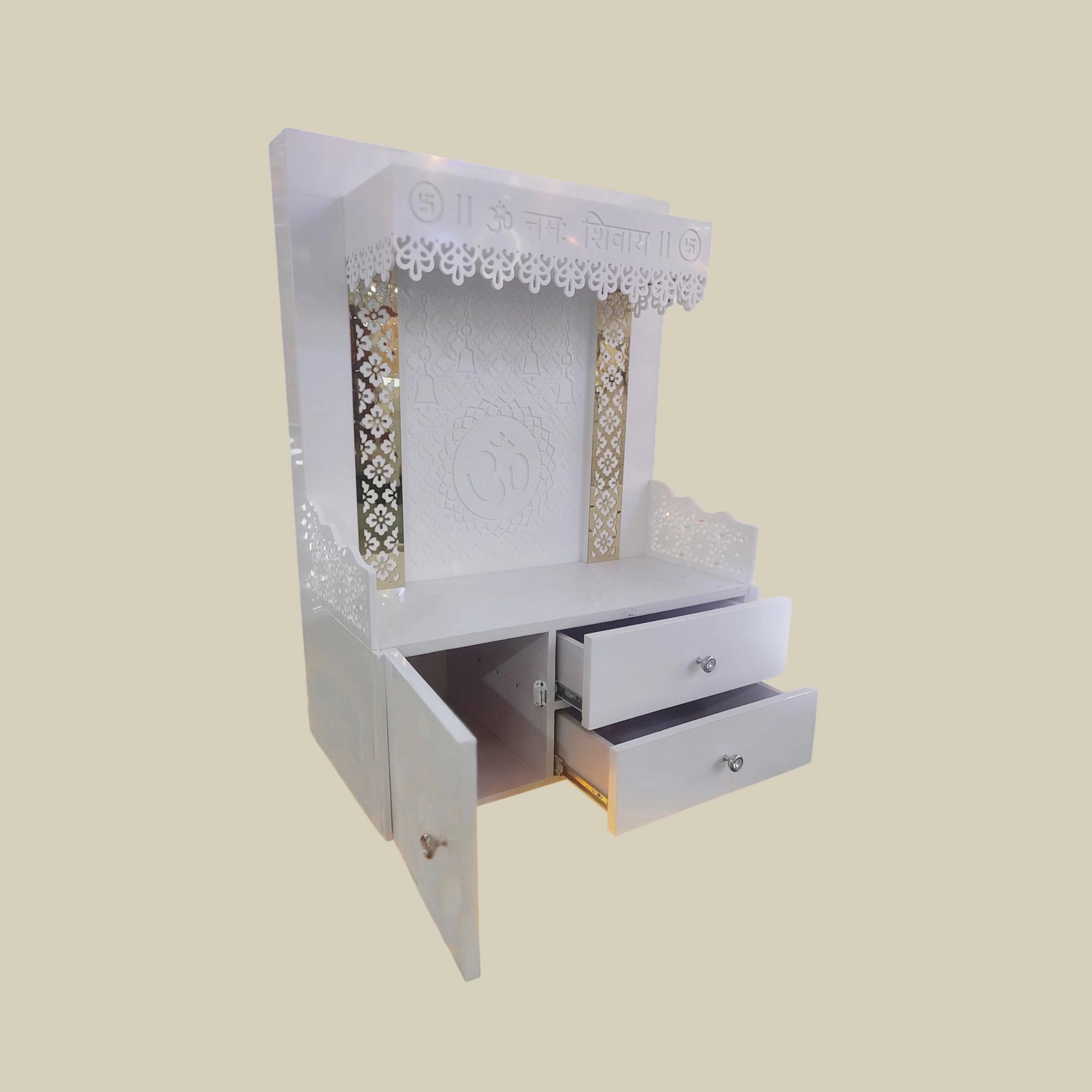 48" Compact Corian Mandir for Apartments4