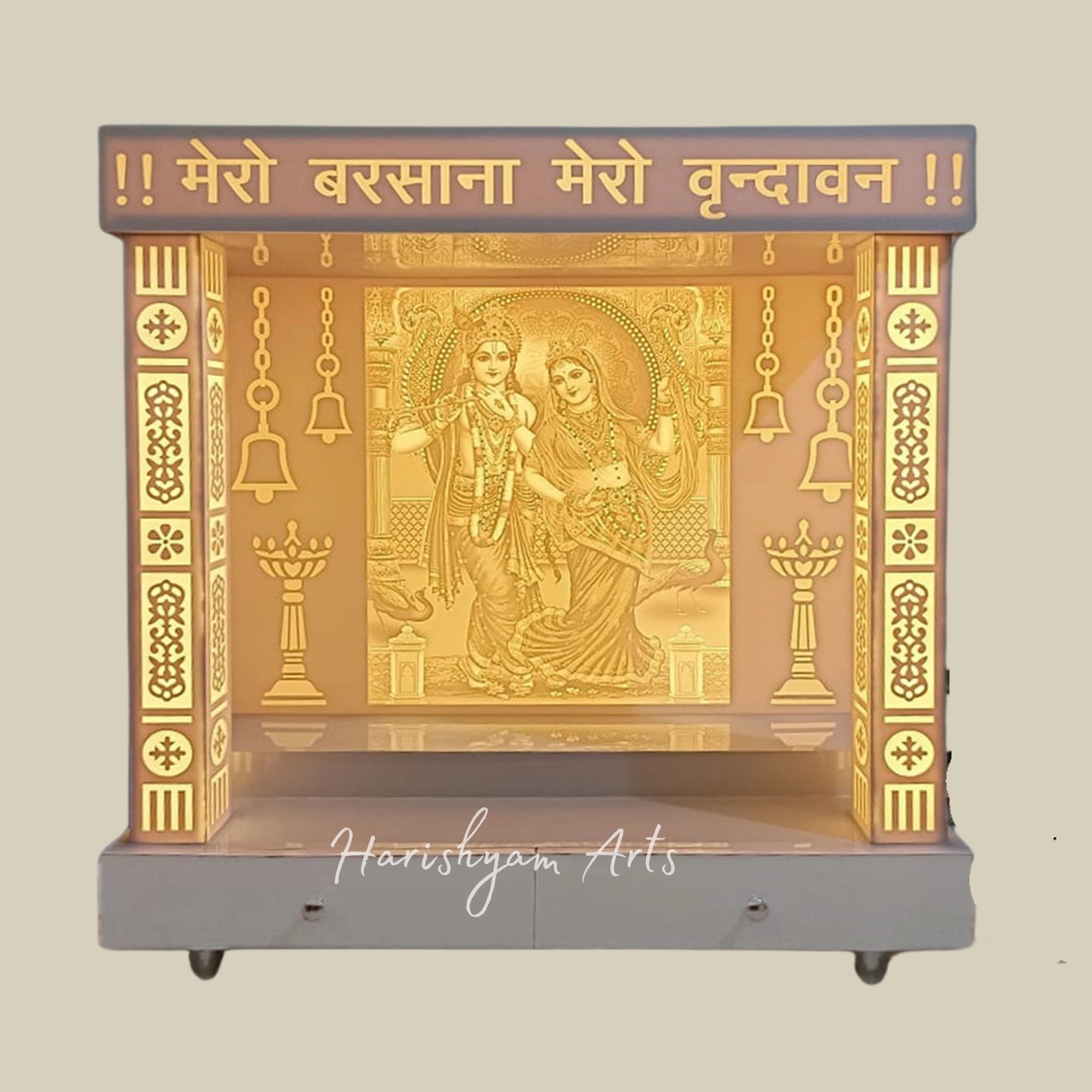 48" Radha Krishna Corian Temple with Lighting Options1