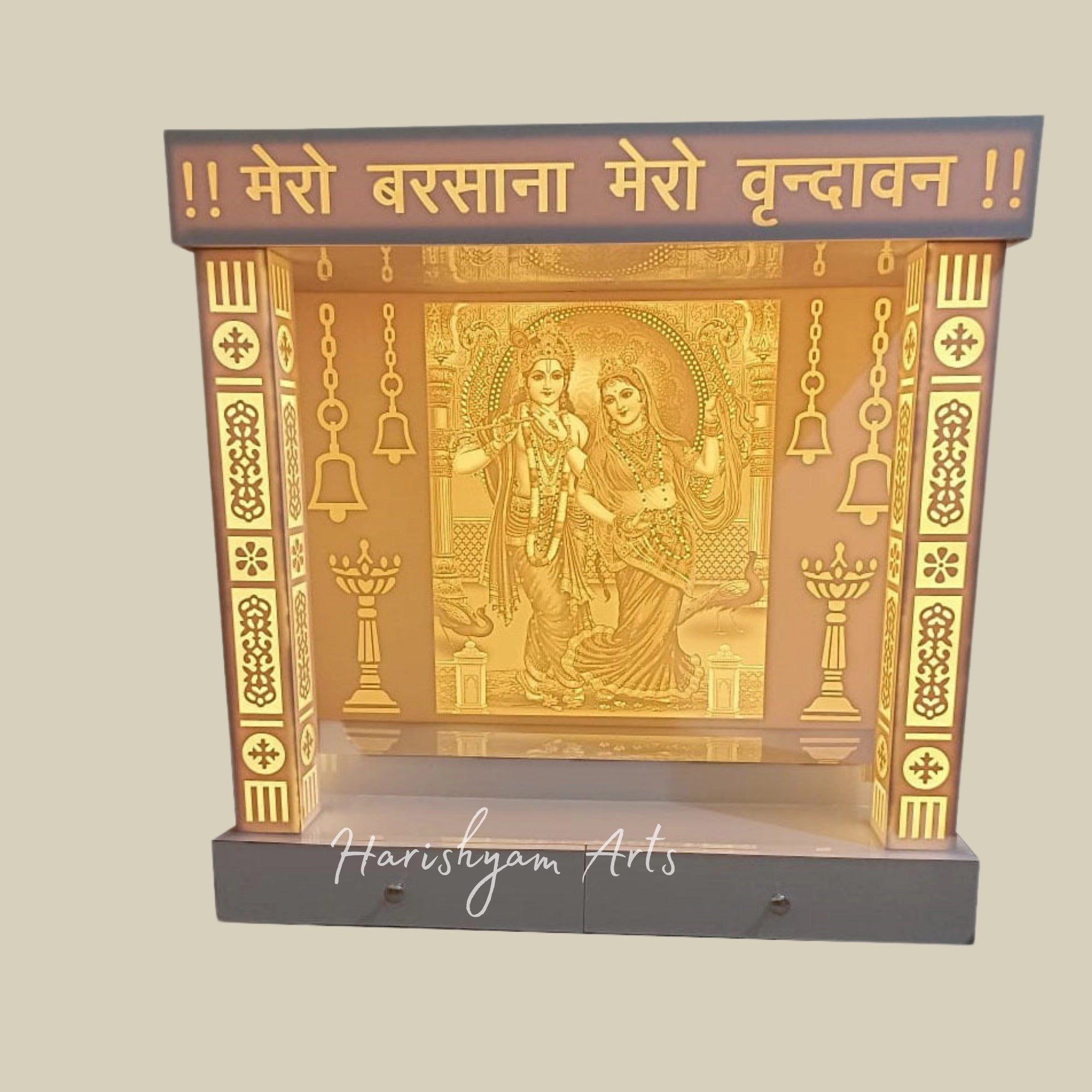 48" Radha Krishna Corian Temple with Lighting Options2