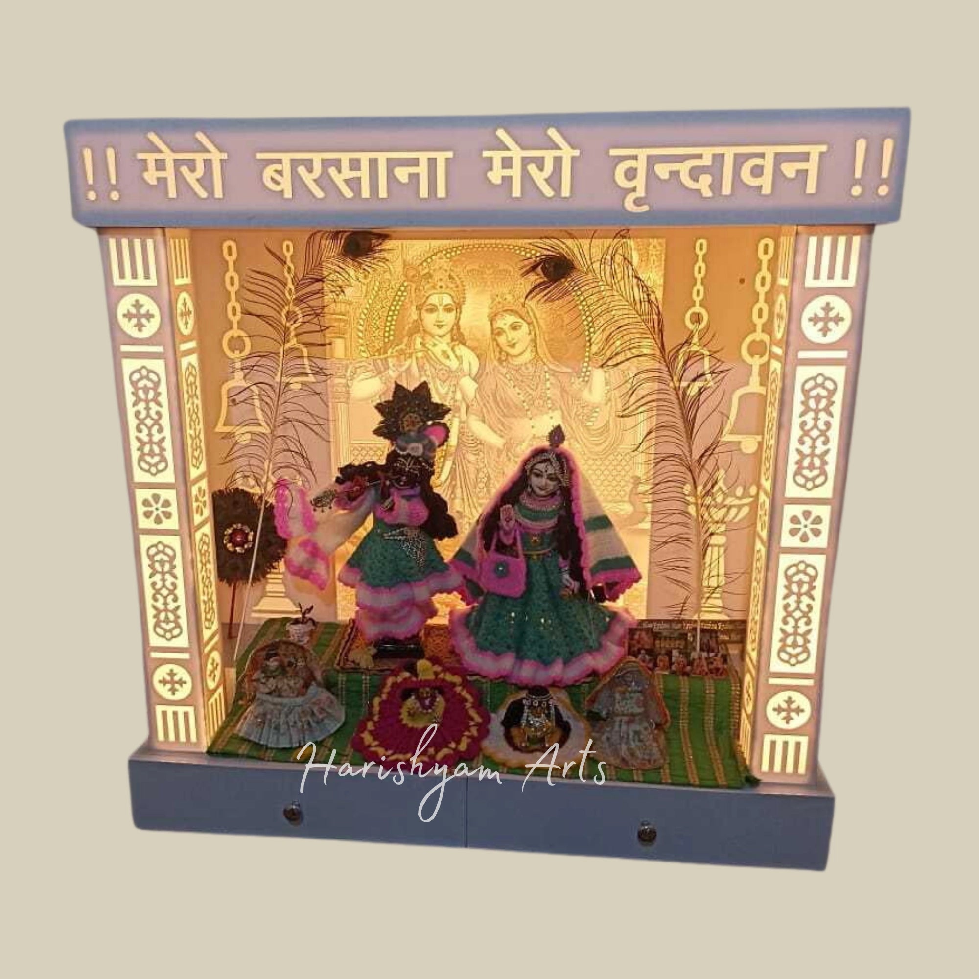 48" Radha Krishna Corian Temple with Lighting Options3