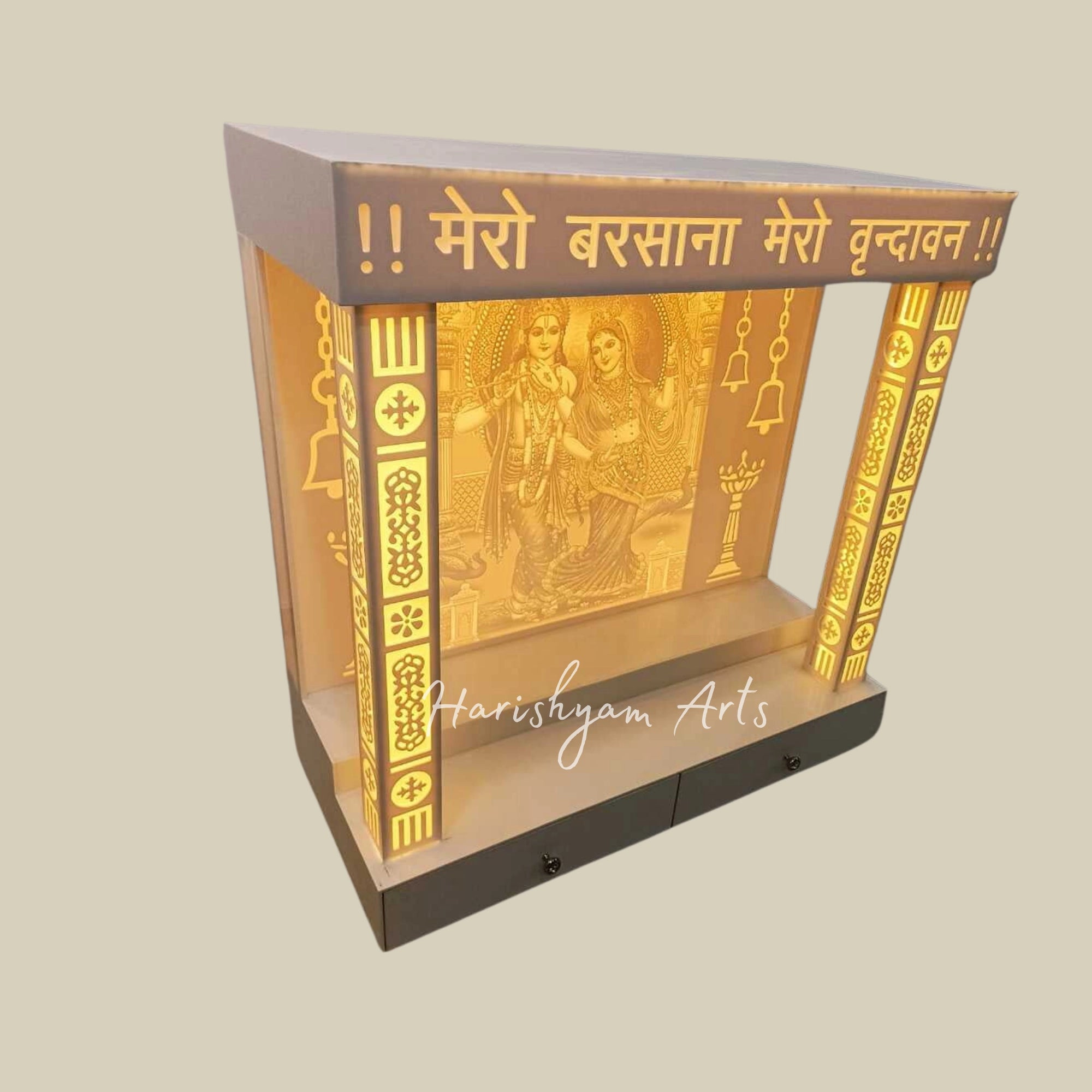 48" Radha Krishna Corian Temple with Lighting Options6