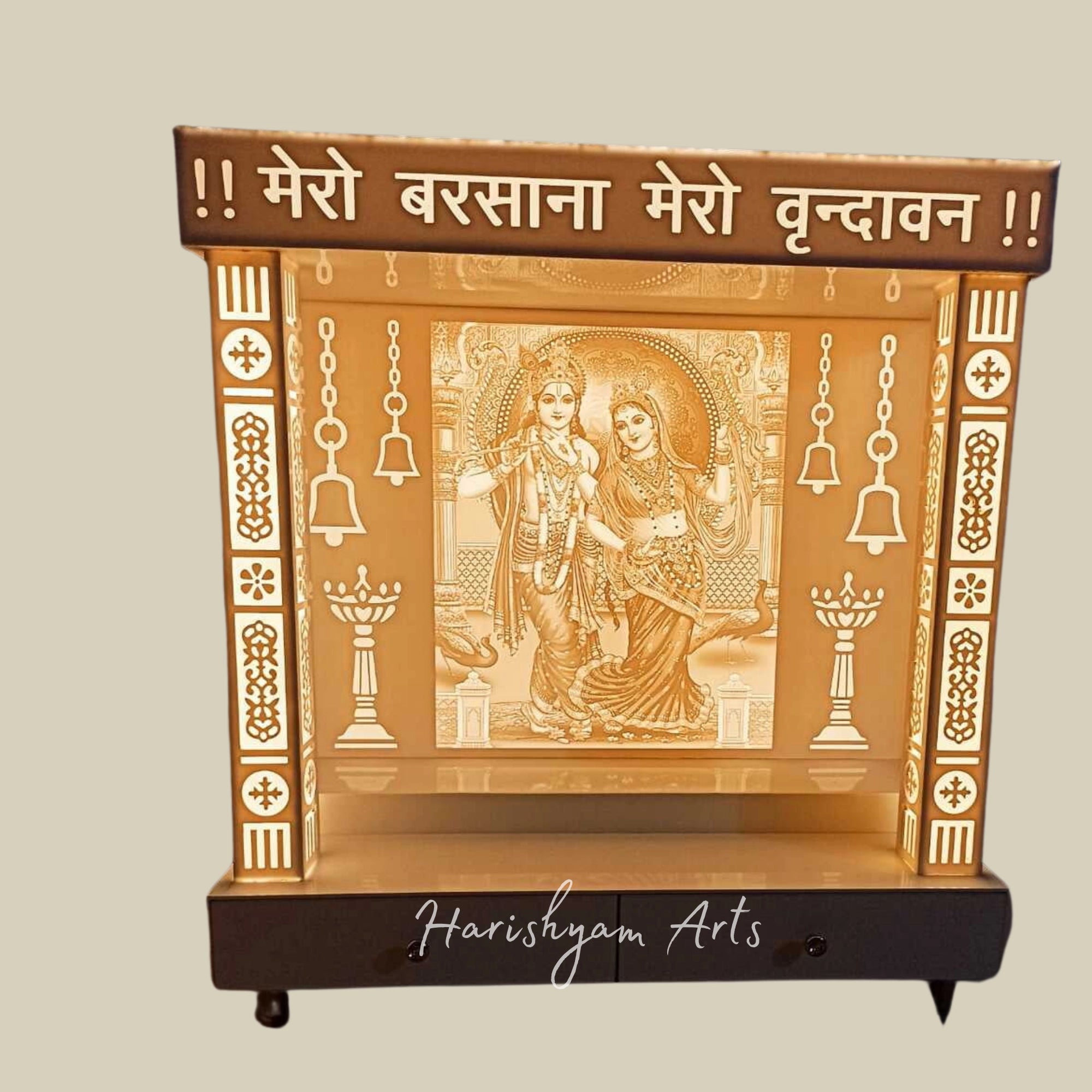 48" Radha Krishna Corian Temple with Lighting Options7