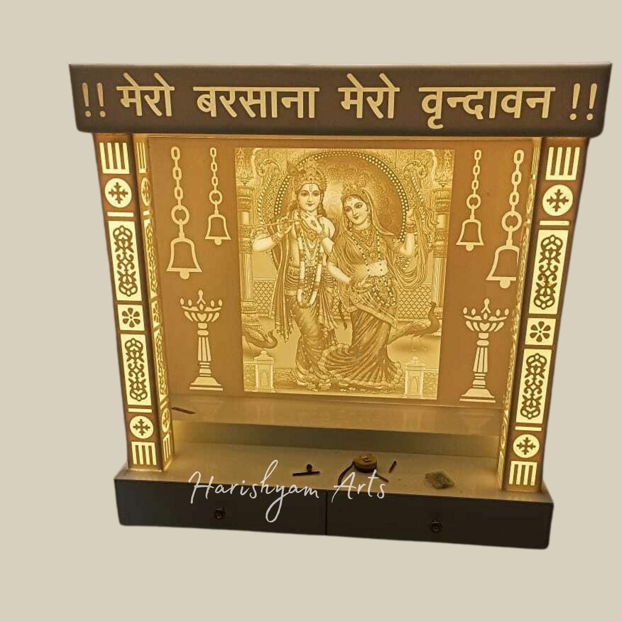 48" Radha Krishna Corian Temple with Lighting Options9