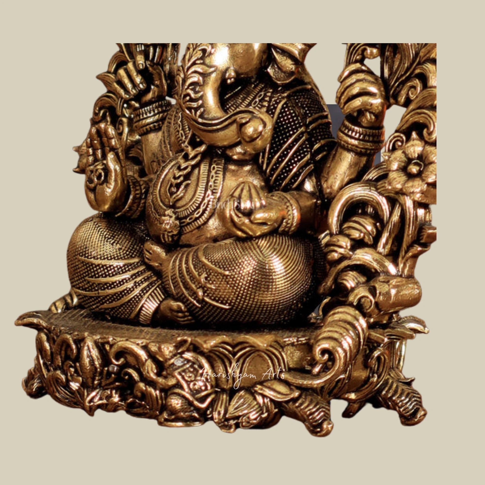 4" Handcrafted Pure Brass Trio: Ganesh, Lakshmi, and Saraswati for Mandir Decor