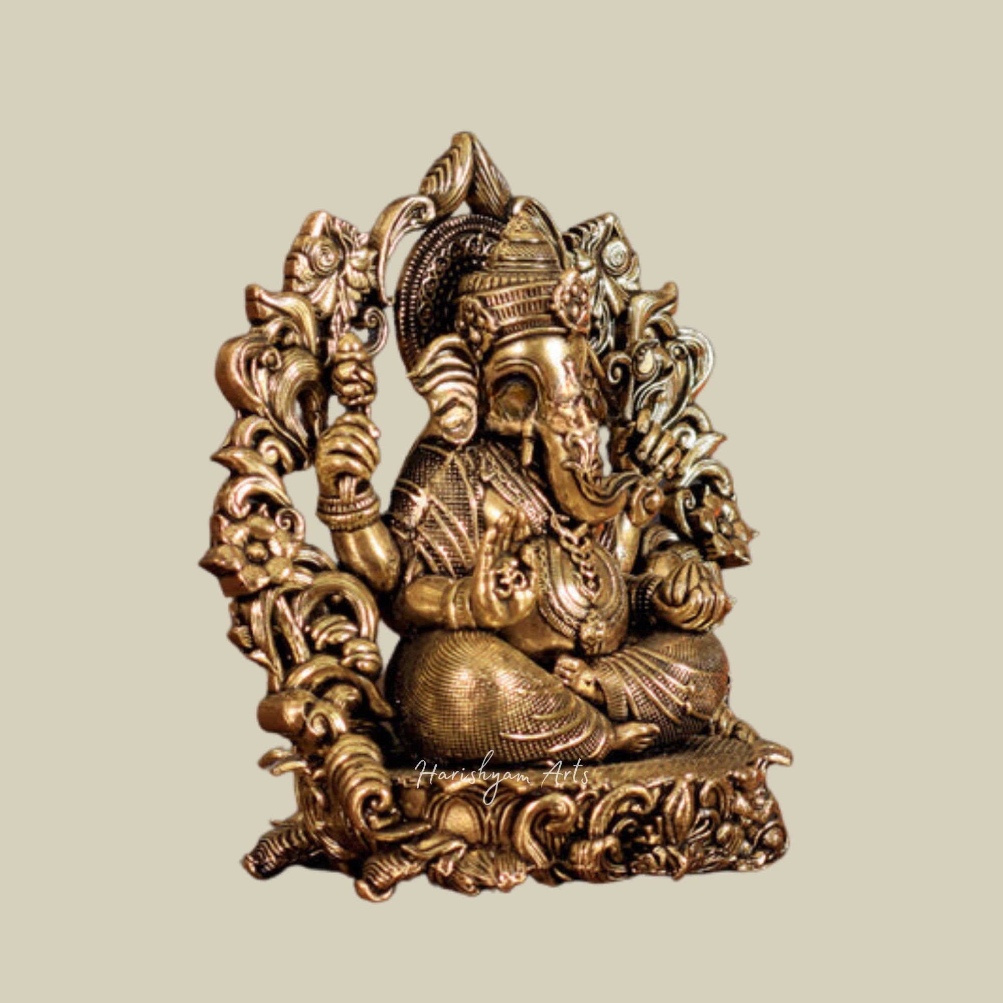 4" Handcrafted Pure Brass Trio: Ganesh, Lakshmi, and Saraswati for Mandir Decor2