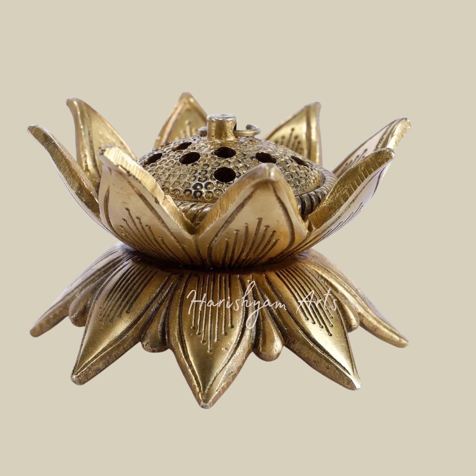 4" Brass Lotus Design Dhoop Dani