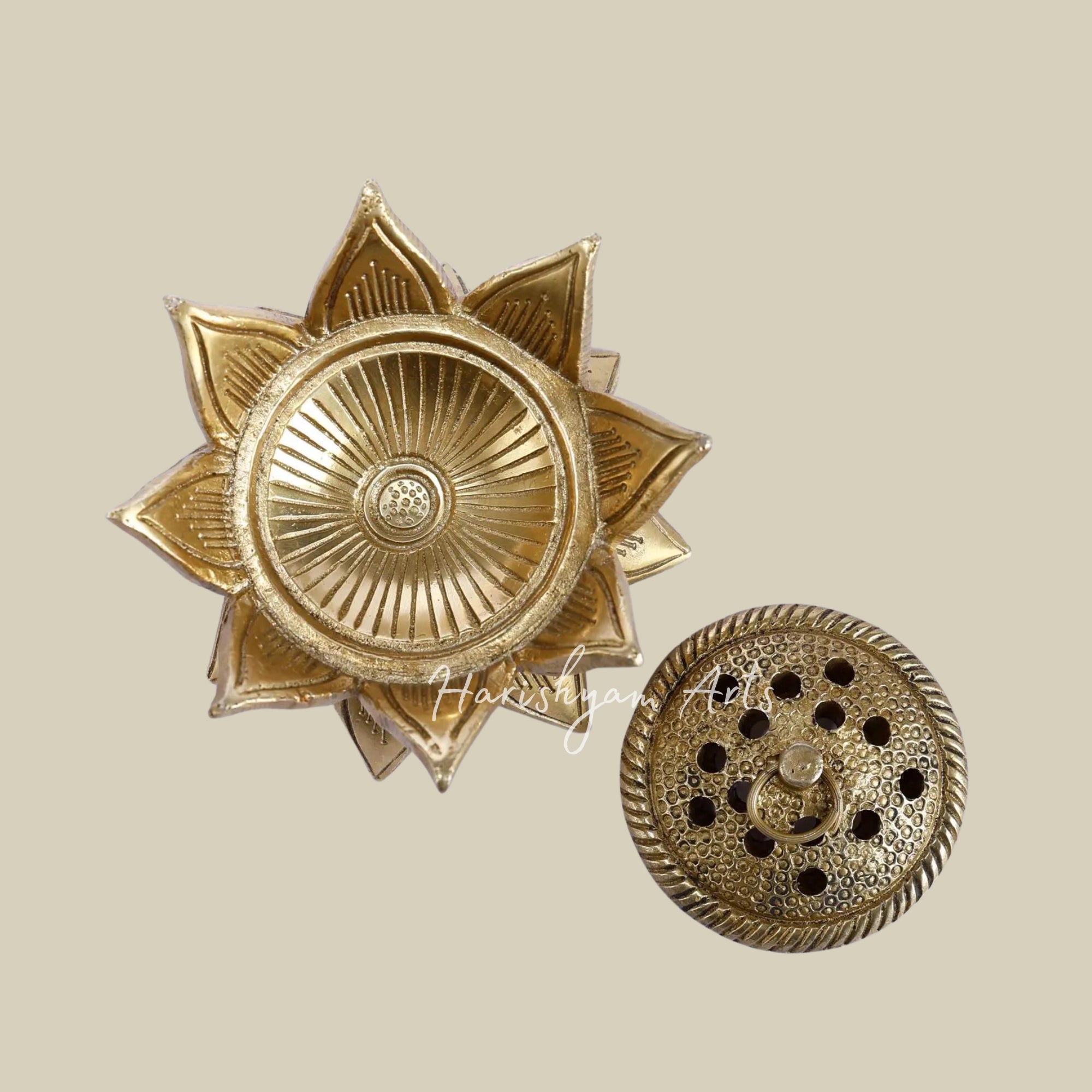 4" Brass Lotus Design Dhoop Dani2