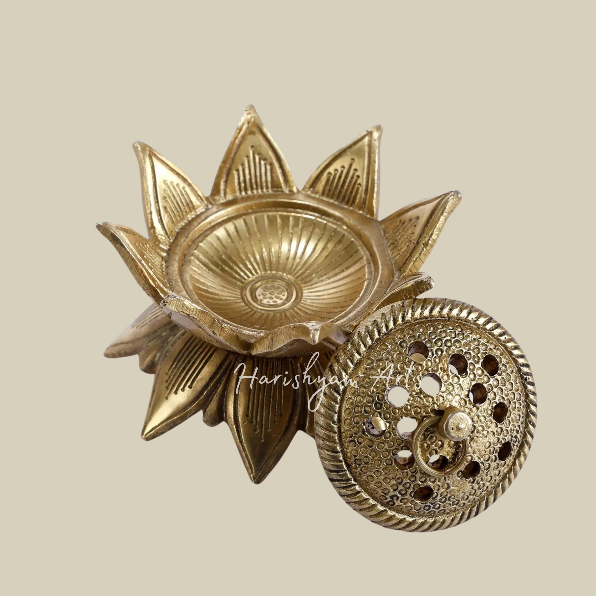 4" Brass Lotus Design Dhoop Dani3