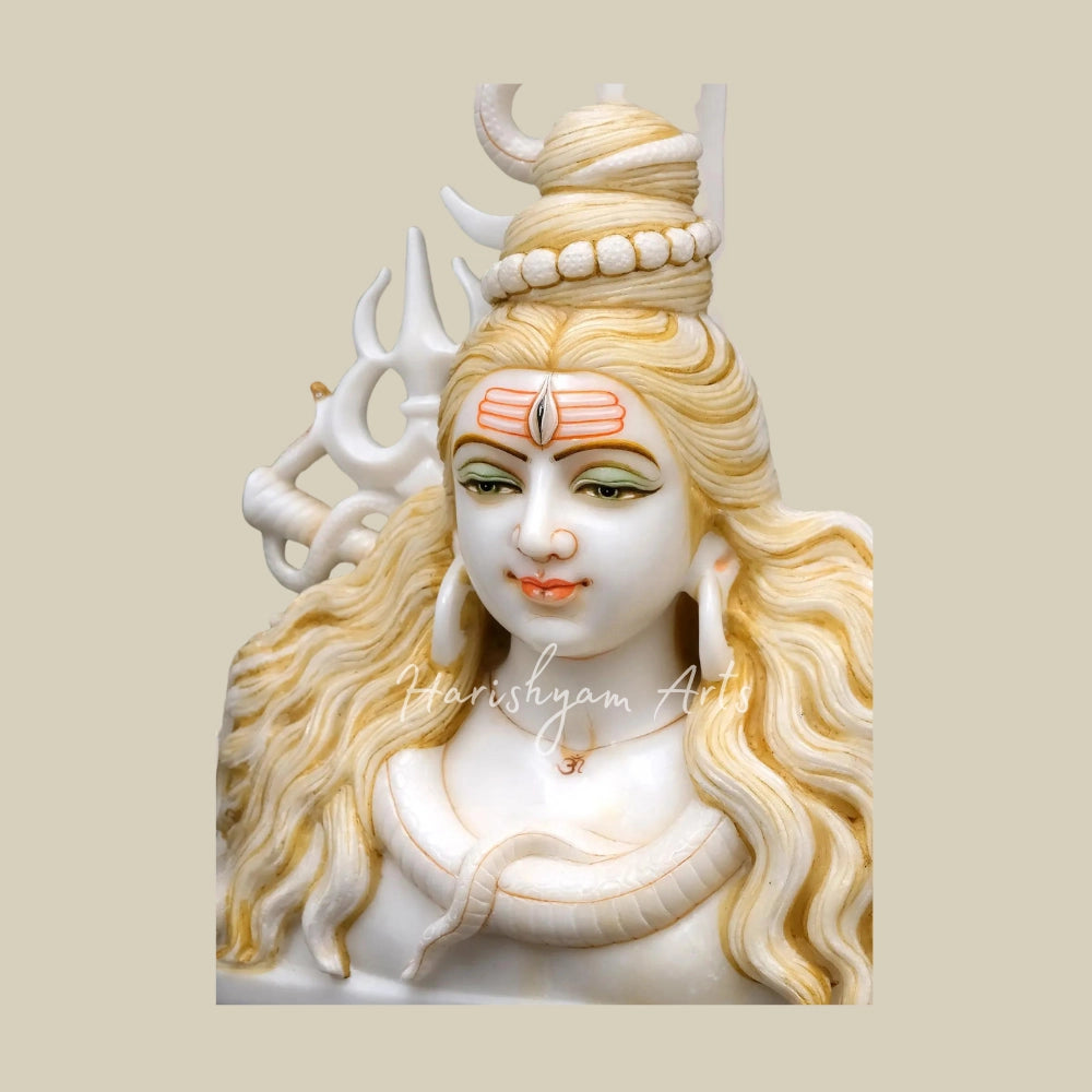 18" Lord Shiva’s Bust in White Marble