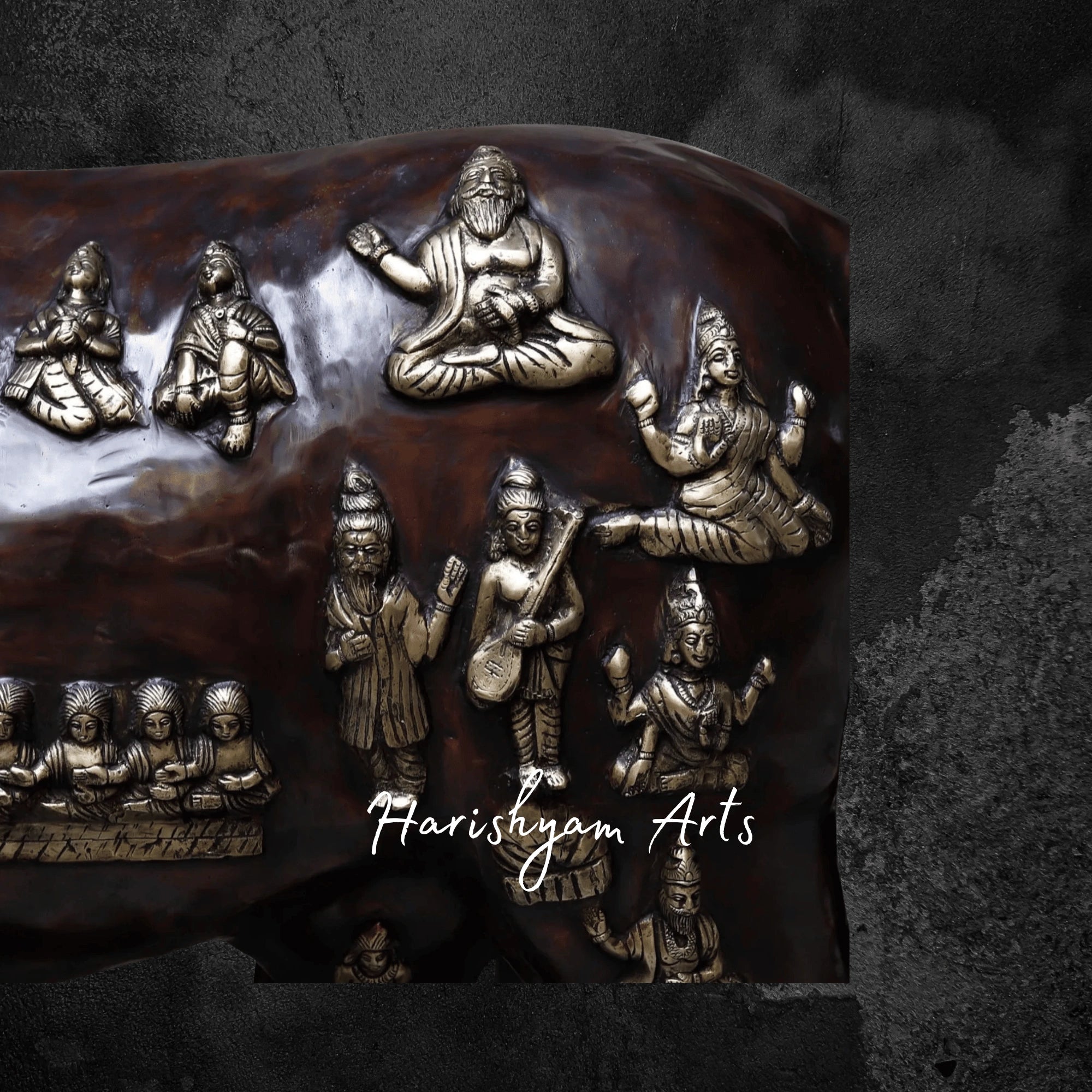 50" Large Kamadhenu Brass Cow with Calf for Divine Spaces
